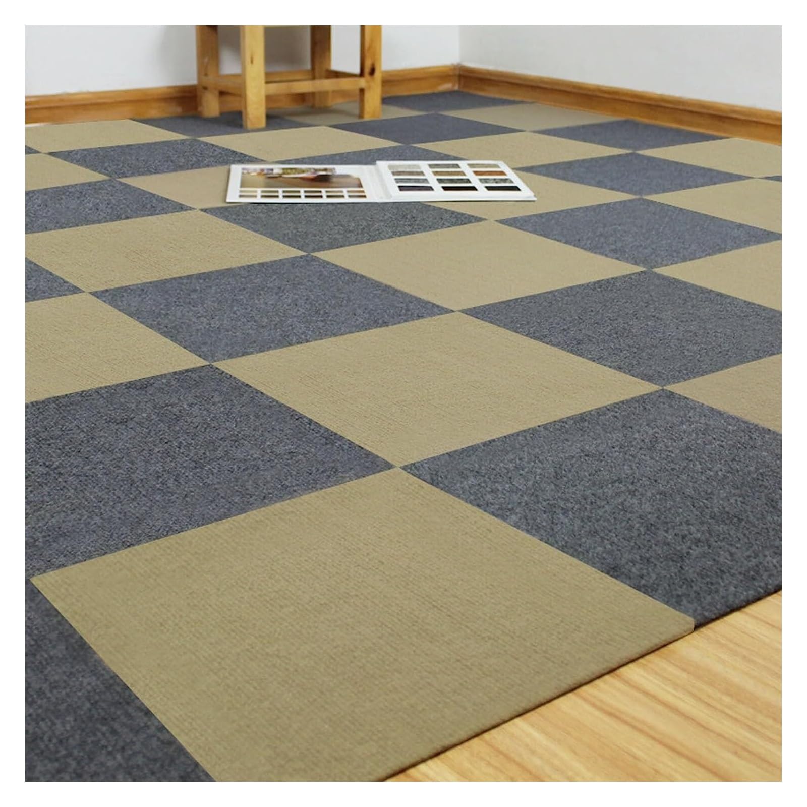 Cxvhsertwr D Carpet Squares, Carpet Tiles Anti Slip Peel An Stick Floor Tile 12 * 12In(,15Pcs)