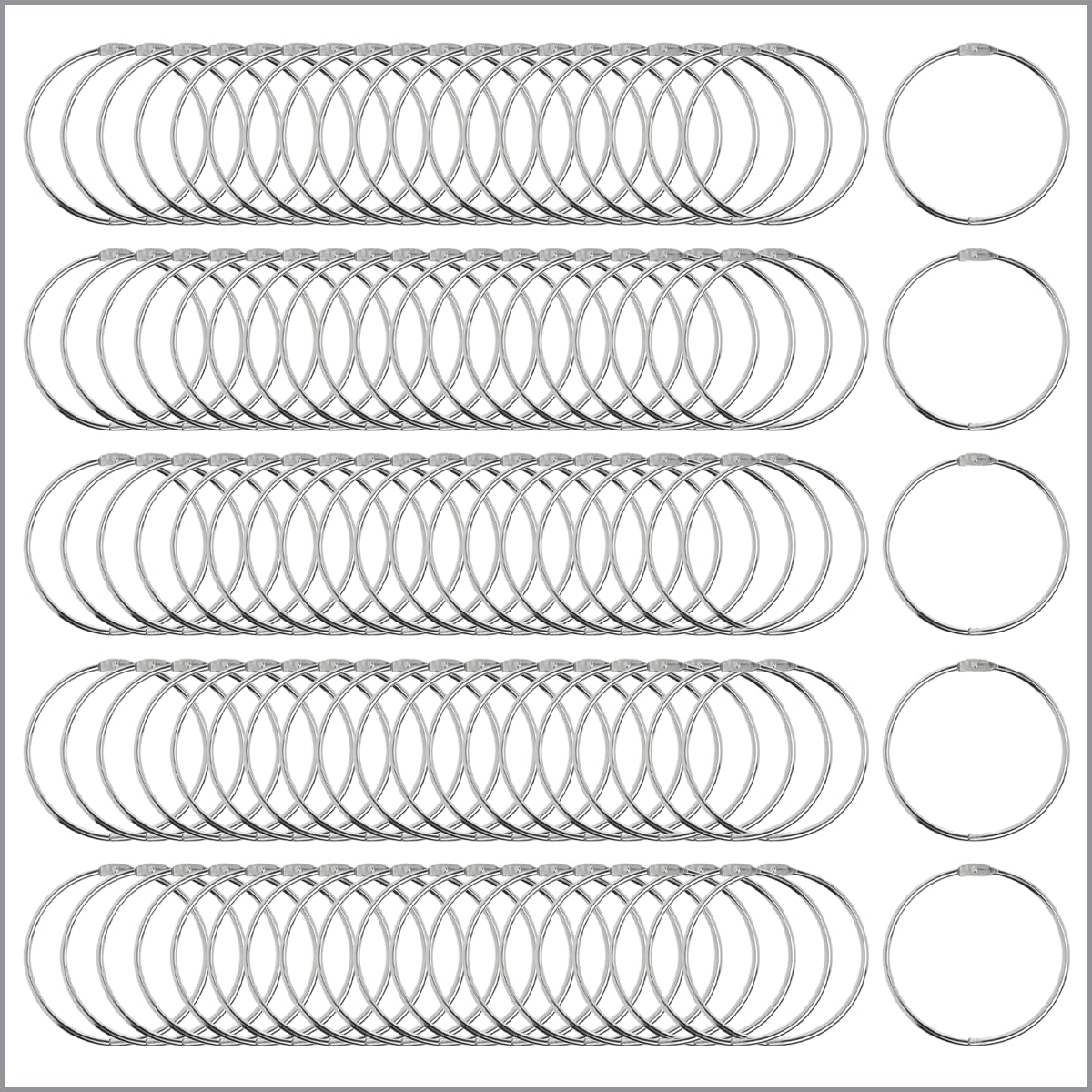 Photo 1 of 100 Pack Clip Strip 1.5" Loose Leaf Binder Rings,1.5 Inch Nickel-Plated Steel Book Snap Rings, Key Rings, Book Binding, Hang Signs, Sample Books, Catalogs, Instruction Booklets & More in Retail Stores