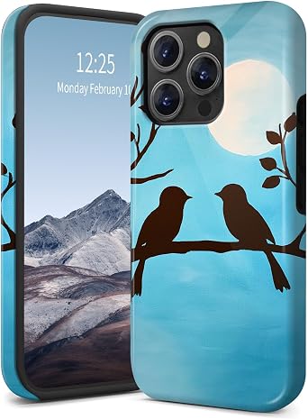 for iPhone 16 Pro Max Case,Slim Dual-Layer Hybrid Cover - Shockproof & Scratch Resistant,PC Hard Shell + Soft Silicone, Anti-Yellowing,Blue Pair Birds