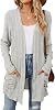 Cardigan Sweaters for Women Lightweight Knit Open Front Thin Long Cardigan with Pockets Long Sleeve Fall Cardigans