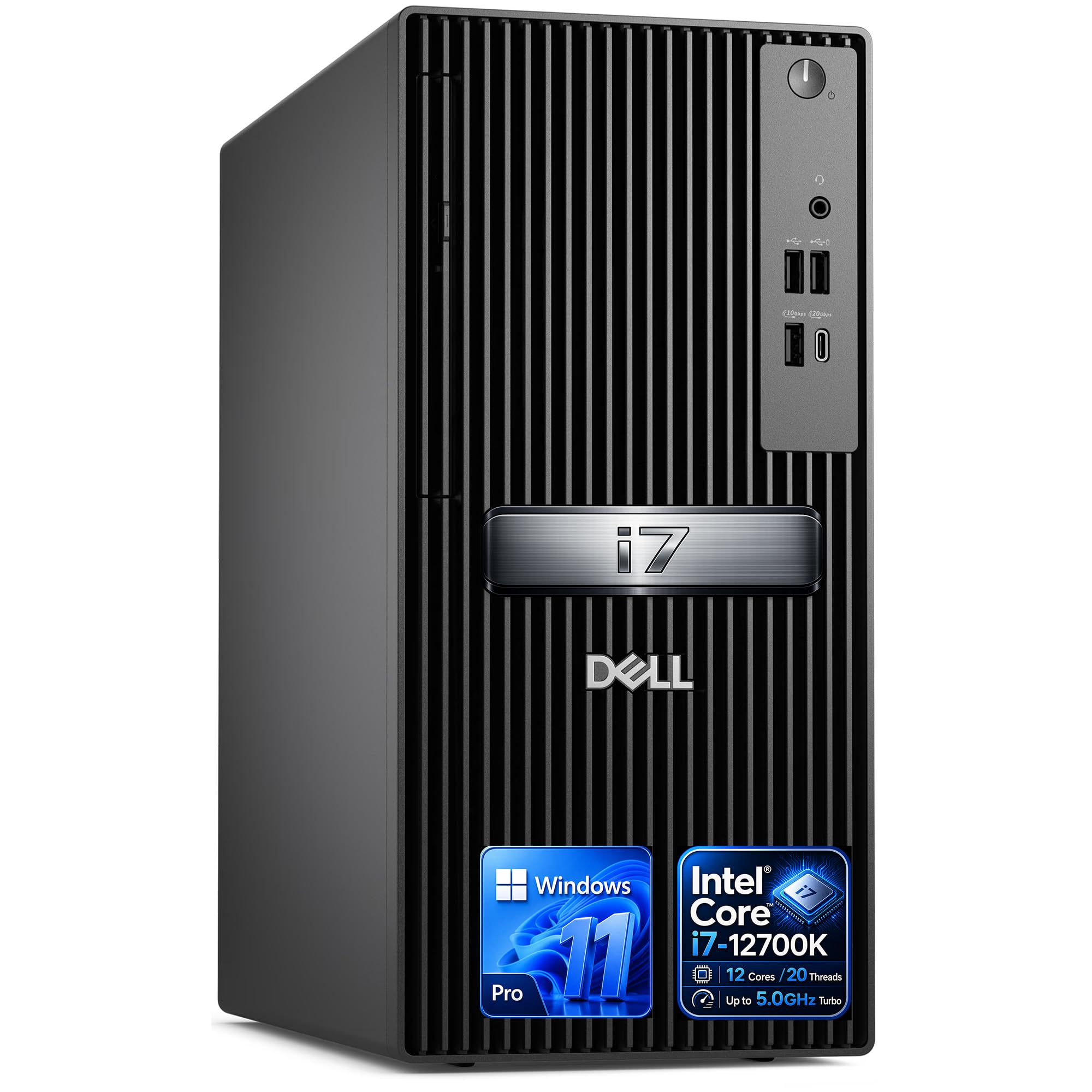 Dell Pro Desktop Tower, Intel Core i7-12700K(12 Cores, 20 Threads) Processor, 64GB DDR5 RAM, 2TB SSD, Dual 4K Monitor Support (HDMI & DP), Wi-Fi, Bluetooth, USB-C, Windows 11 Pro, Wired KB & Mouse