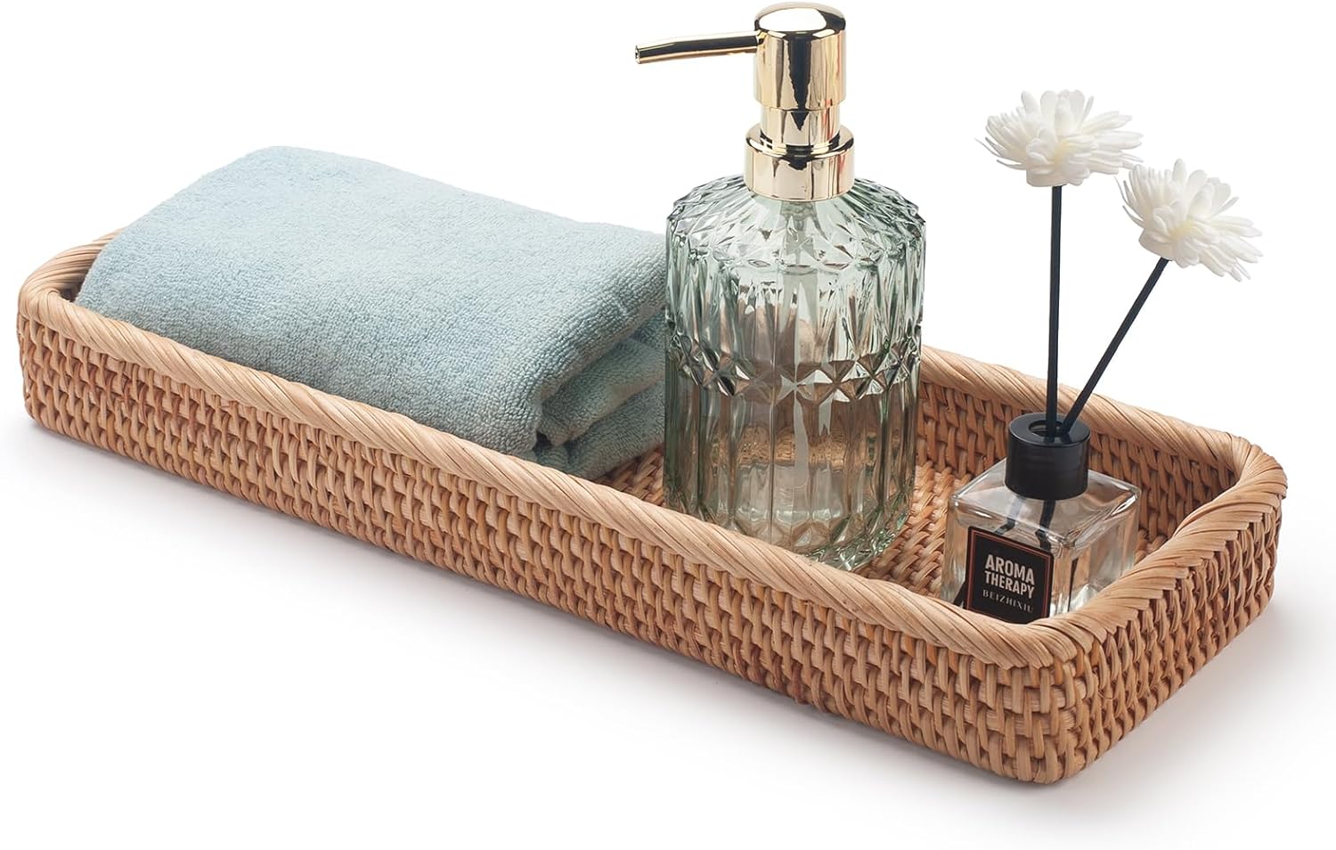 Rattan Bathroom Vanity Trays Toilet Tank Baskets Long