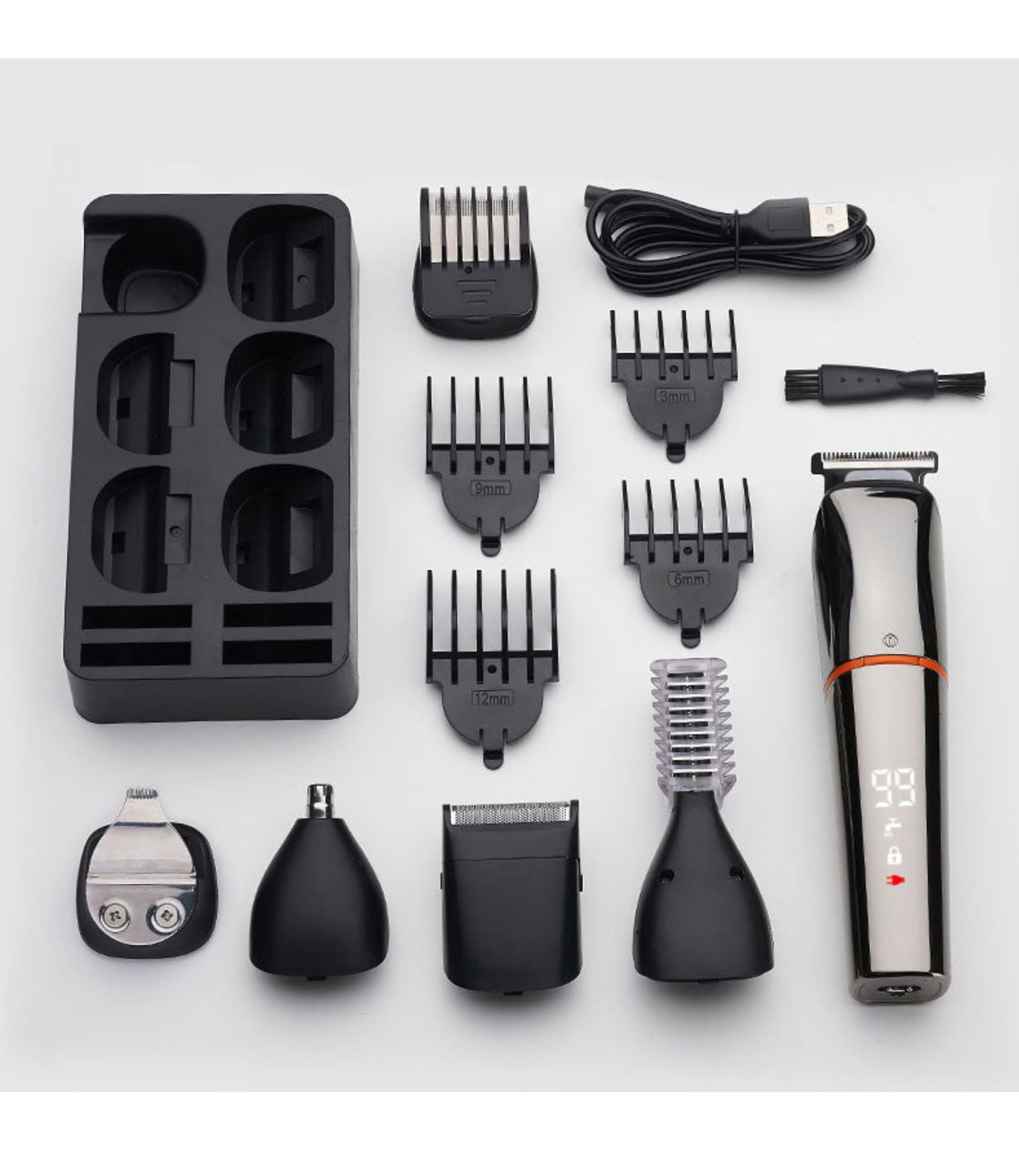 Bartschneider für Herren, Haarschneidemaschine für Körper, Schnurrbart, Nasenhaar, schnurloser Präzisionstrimmer, 6-in-1-Pflegeset, wasserdicht, USB-wiederaufladbar