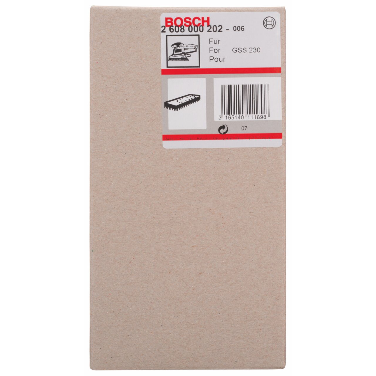 Bosch 2 608 000 202 - Placa de lija - 185 x 93 mm (pack de 1)