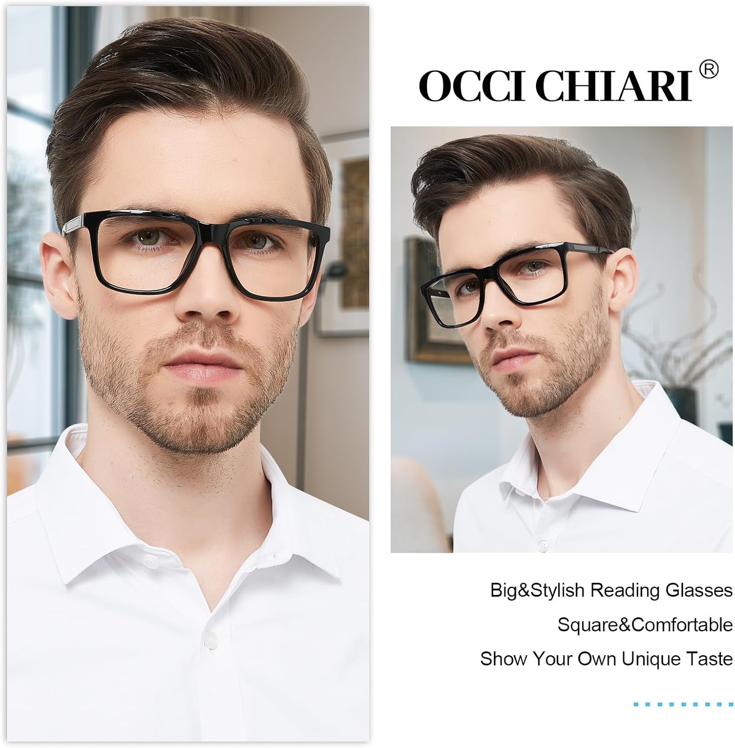 OCCI CHIARI Wide Reading Glasses Men Large Head Ultralight Readers(1.0 1.25 1.5 1.75 2.0 2.25 2.5 2.75 3.0 3.5 4.0 5.0 6.0) - Image 2