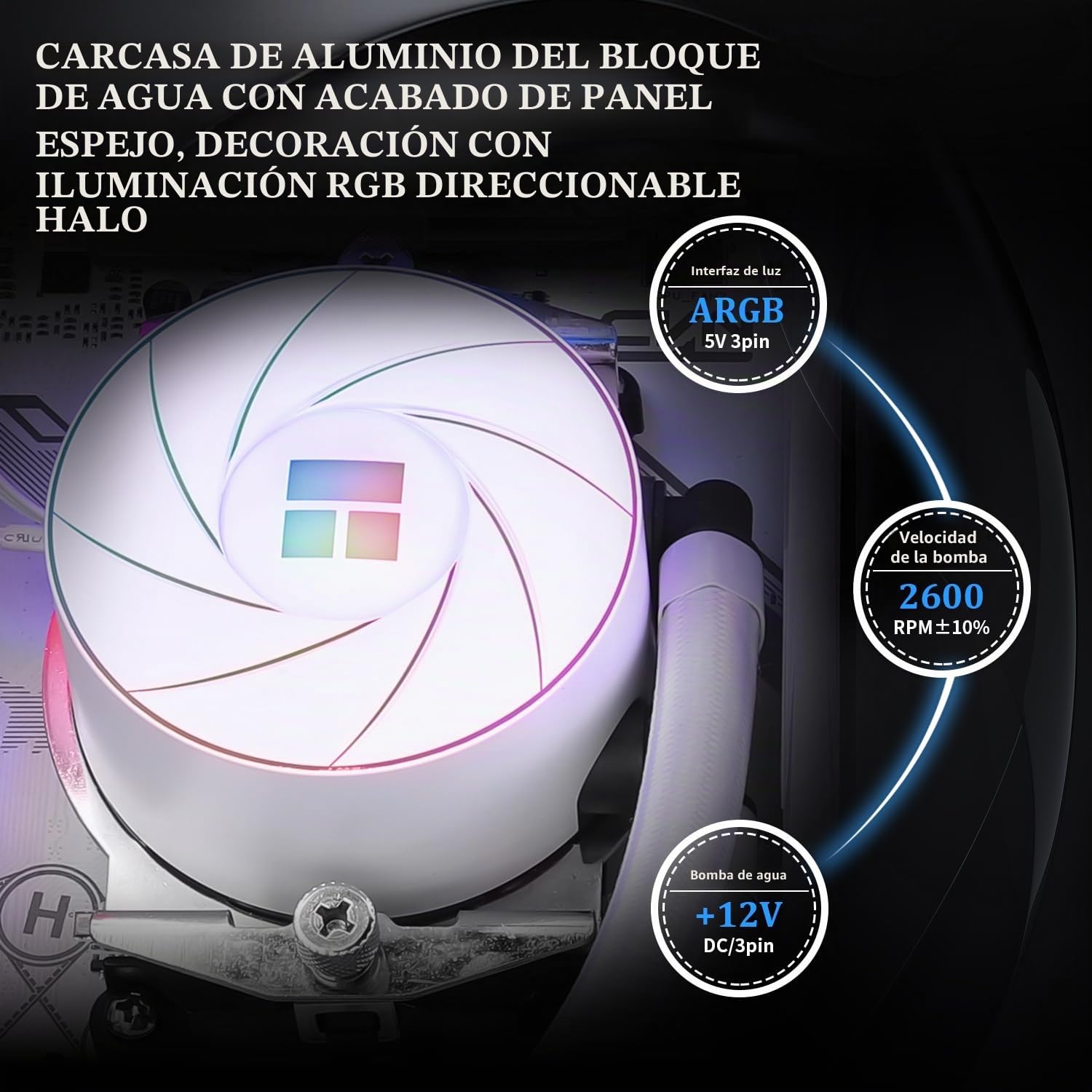 TR AQUA ELITE 240 White ARGB CPU Enfriador de agua, enfriador de CPU Aio blanco, 240 tamaño de fila de refrigeración, 2 ventiladores PWM de 120 mm, S-FDB Rodamientos, para AMD/AM4/AM5, INTEL LGA1150