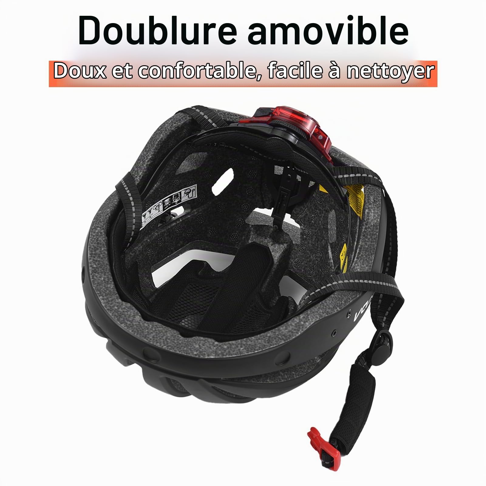 Lixada Casque de vélo,Casque Vélo VTT,Unisexe Casque avec Pare-Brise et Pare-Soleil, feu arrière Rechargeable, Casque de vélo réglable pour la sécurité et la Protection