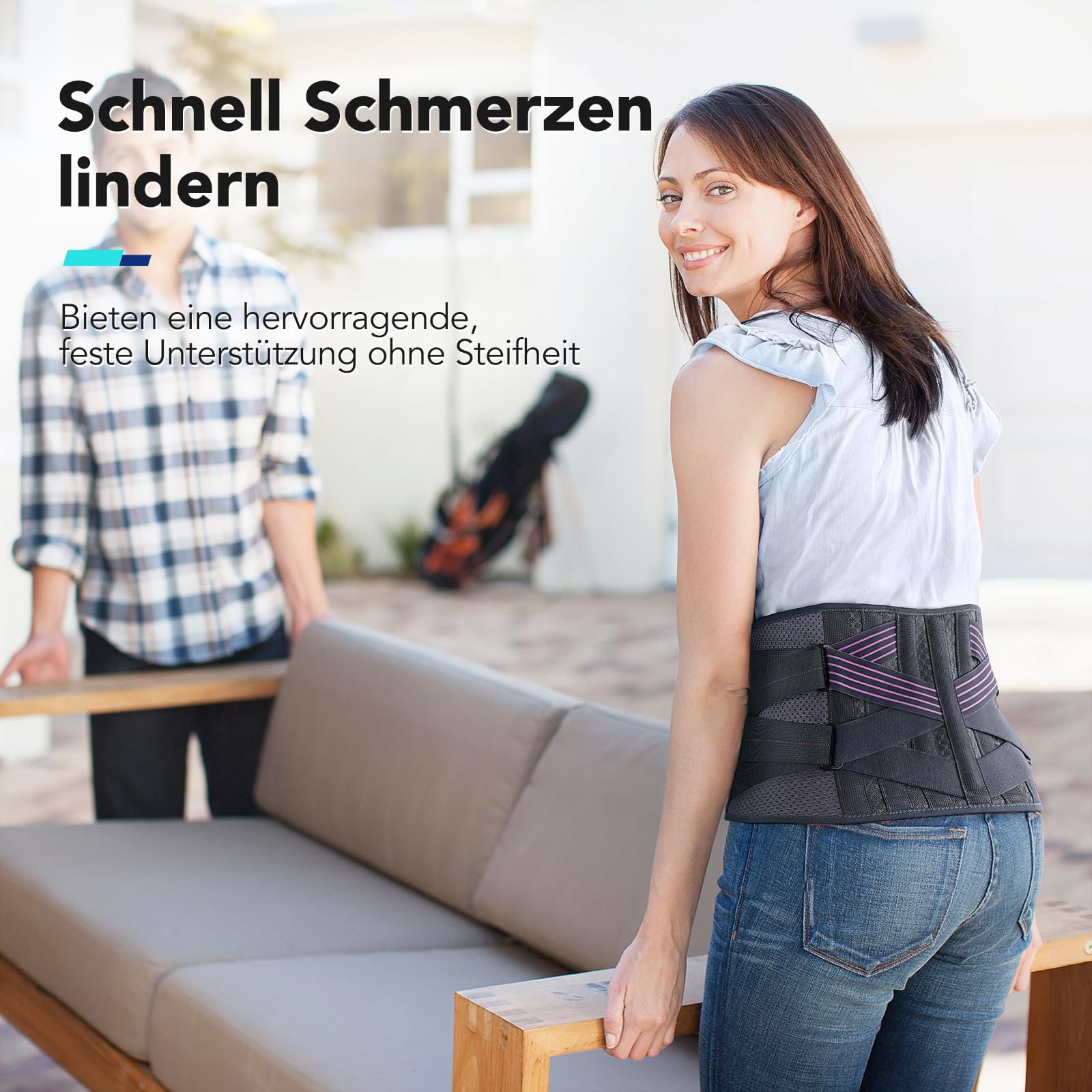 Fitomo Rückenbandage Damen Mit 7 Metallstützen, Orthopädische Rückenstützgürtel Für Schmerzen Bei Ischias, Bandscheibenvorfall, Wirbelsäulenstenose, Elastisches Rückengurt, Verstellbar