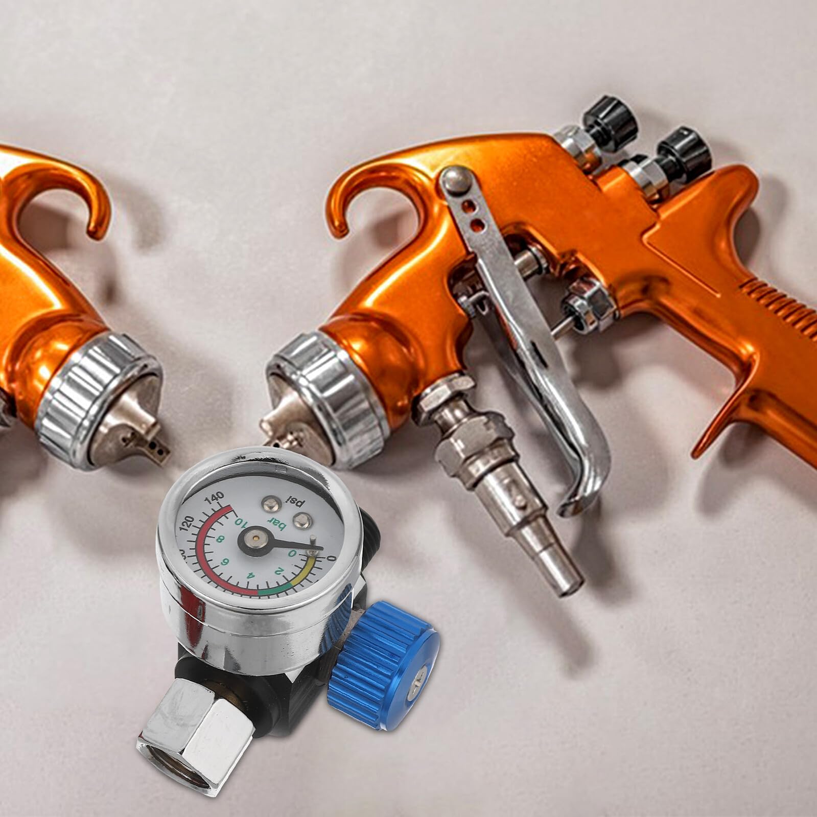 Inline Wasserdruckregler mit Manometer Metall Druckminderungsventil für Spritzpistole und Pneumatisches Werkzeug Präzise Druckkontrolle für Lackierprojekte und Fahrzeuganwendungen