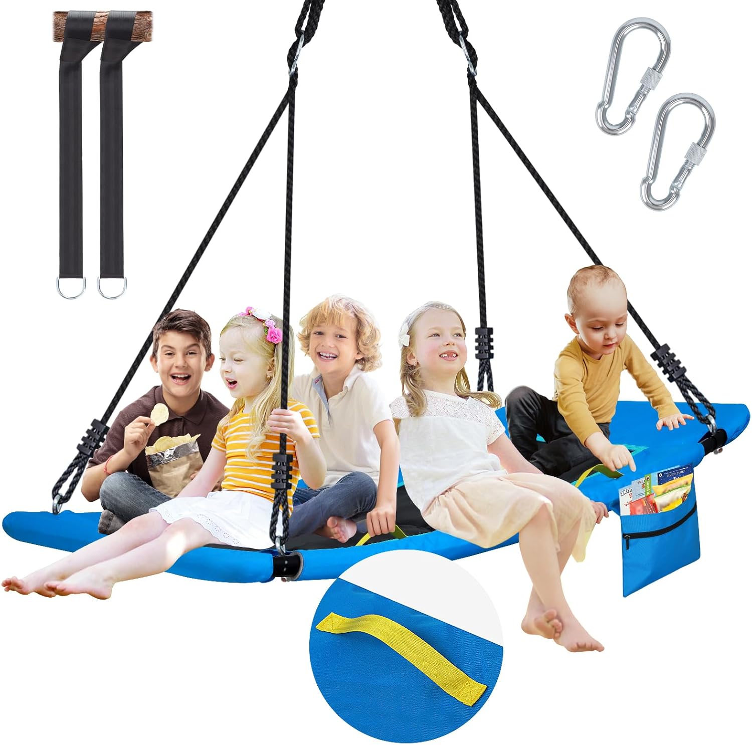 800lb 60 Skycurve Platform Tree Swing for Kids Adults with Pocket | Anti-Sagging Outdoor Giant Platform Swings with Handles | 900D Wear Resistant Large Skycurve Swings for Swing Set