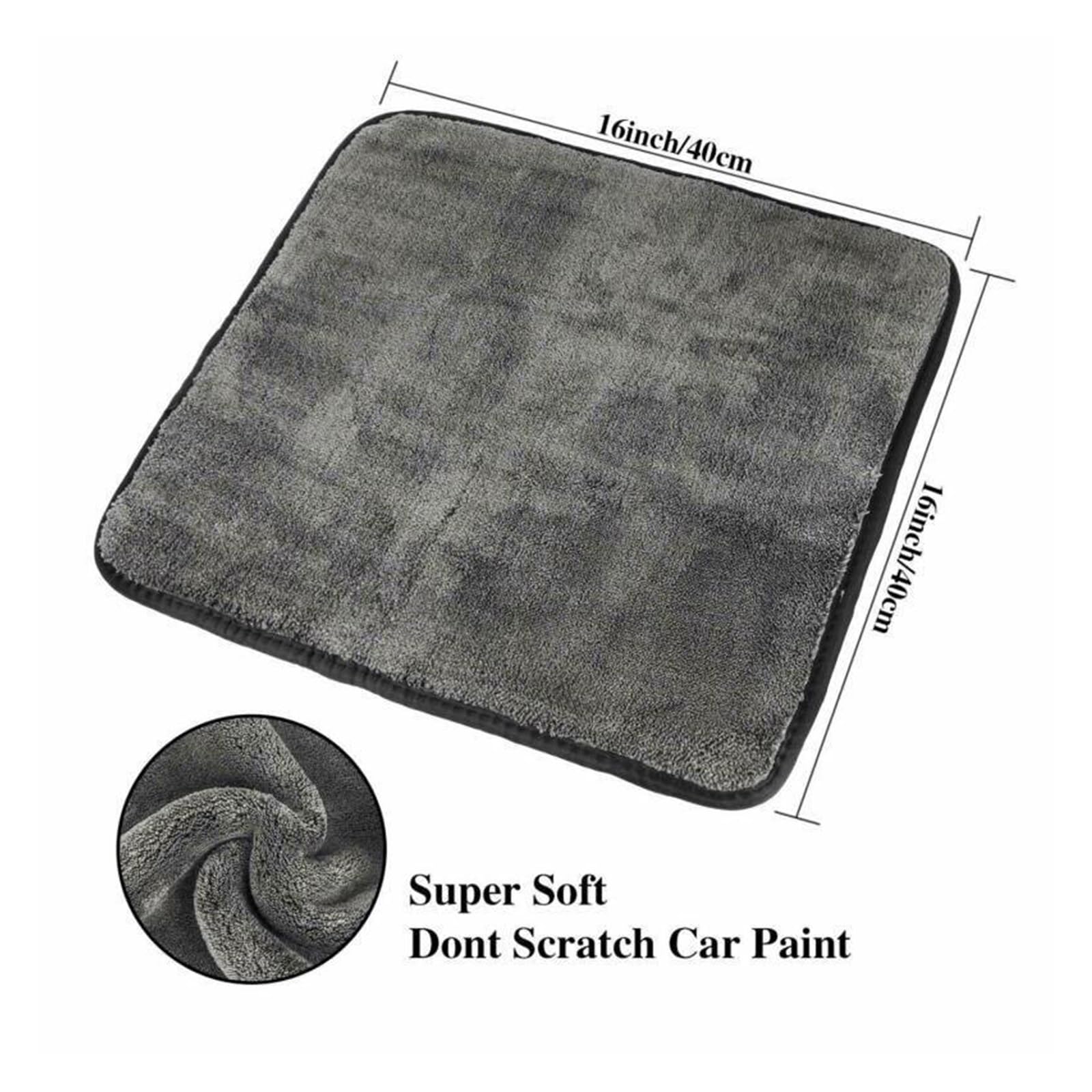 Toalla de microfibra de súper absorción 1200GSM Cuidado de detalles del automóvil Lavado de dobladillo Toallas Auto Secado de una sola vez Trapos Limpiar múltiples usos (Color: Azul 6 piezas) (Azul