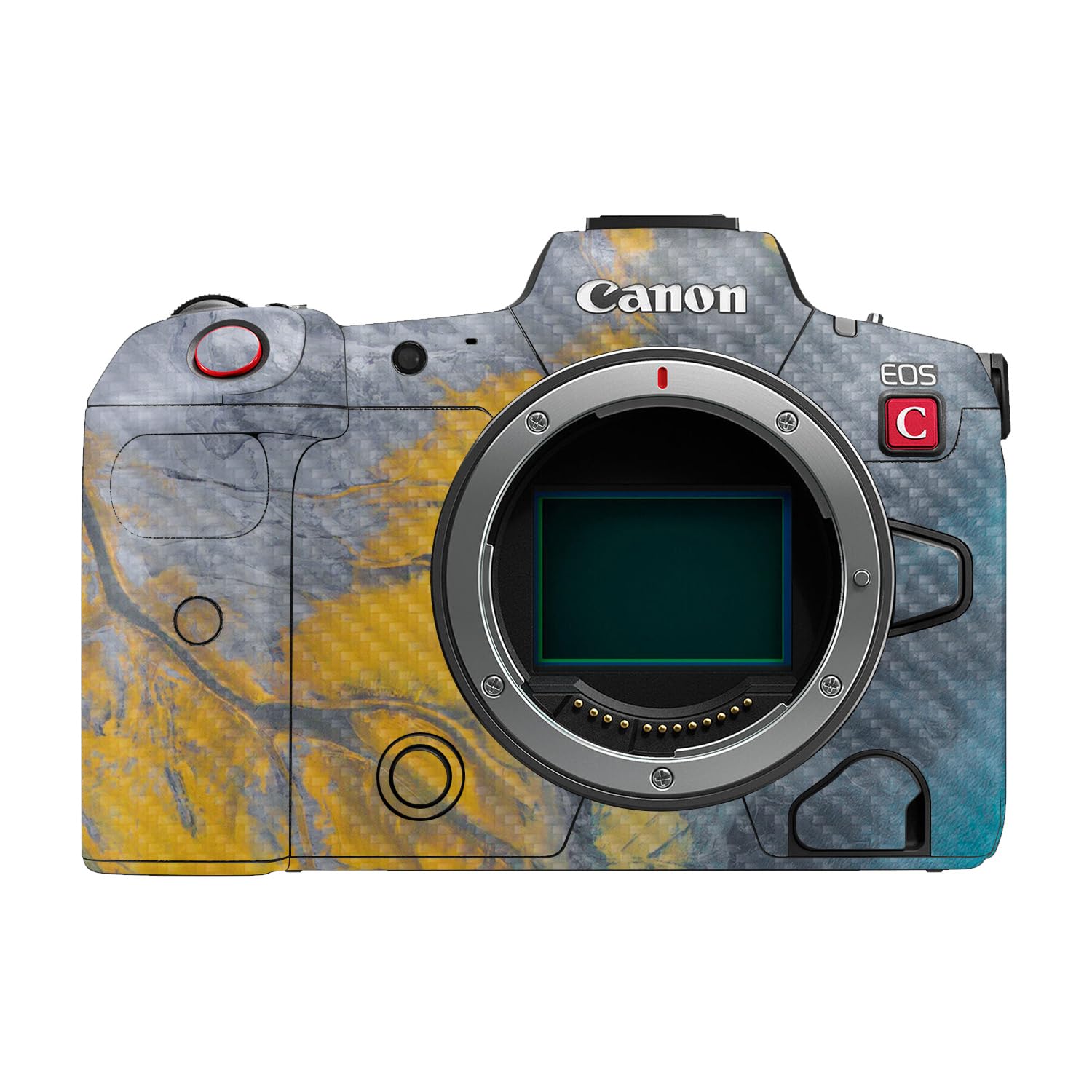 Carbon Fiber Camera Skin Compatible with Canon EOS R5C (2022) - Yellow Spill - Premium 3M Vinyl Protective Wrap Decal Cover - Easy to Apply | Crafted in the USA by MightySkins