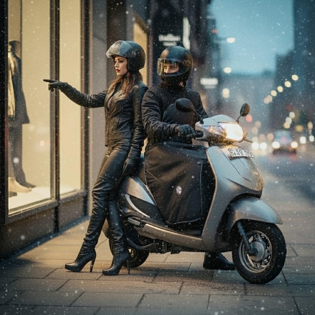 AL Kit Coprigambe Scooter Universale Impermeabile con Imbottitura Termica + Scalda Collo Invernale + Guanti Touch Screen, Antipioggia, Antivento, Invernale, Compatibile con Scooter e Moto