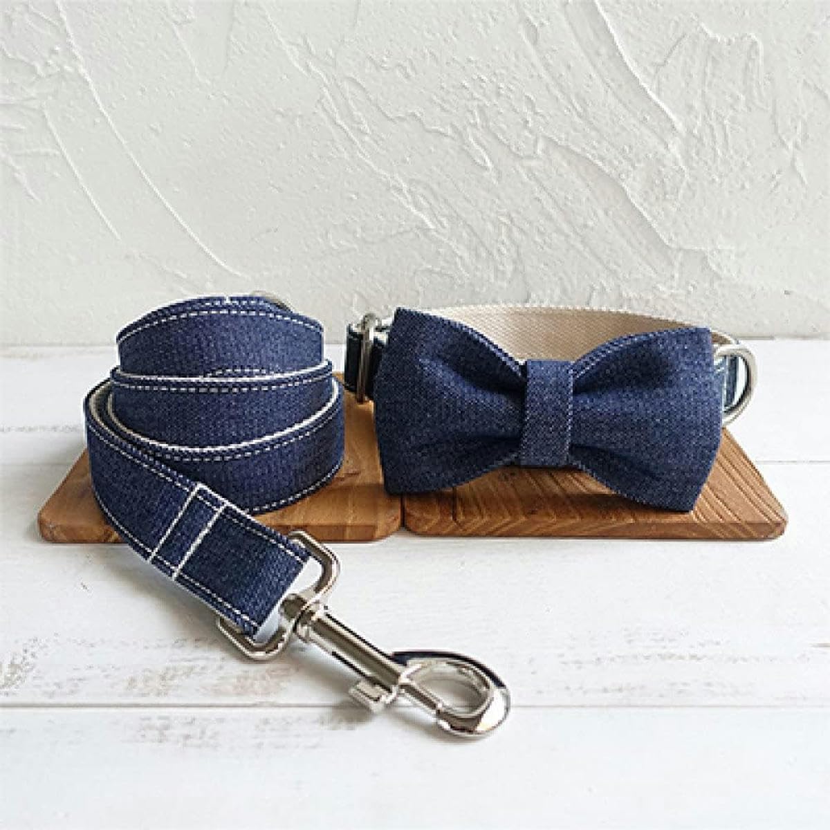 Accesorio para Mascotas Cachorro Collar de Perro a Rayas con Pajarita 5 tamaños, Correa para Perro-Correa con Pajarita-XS