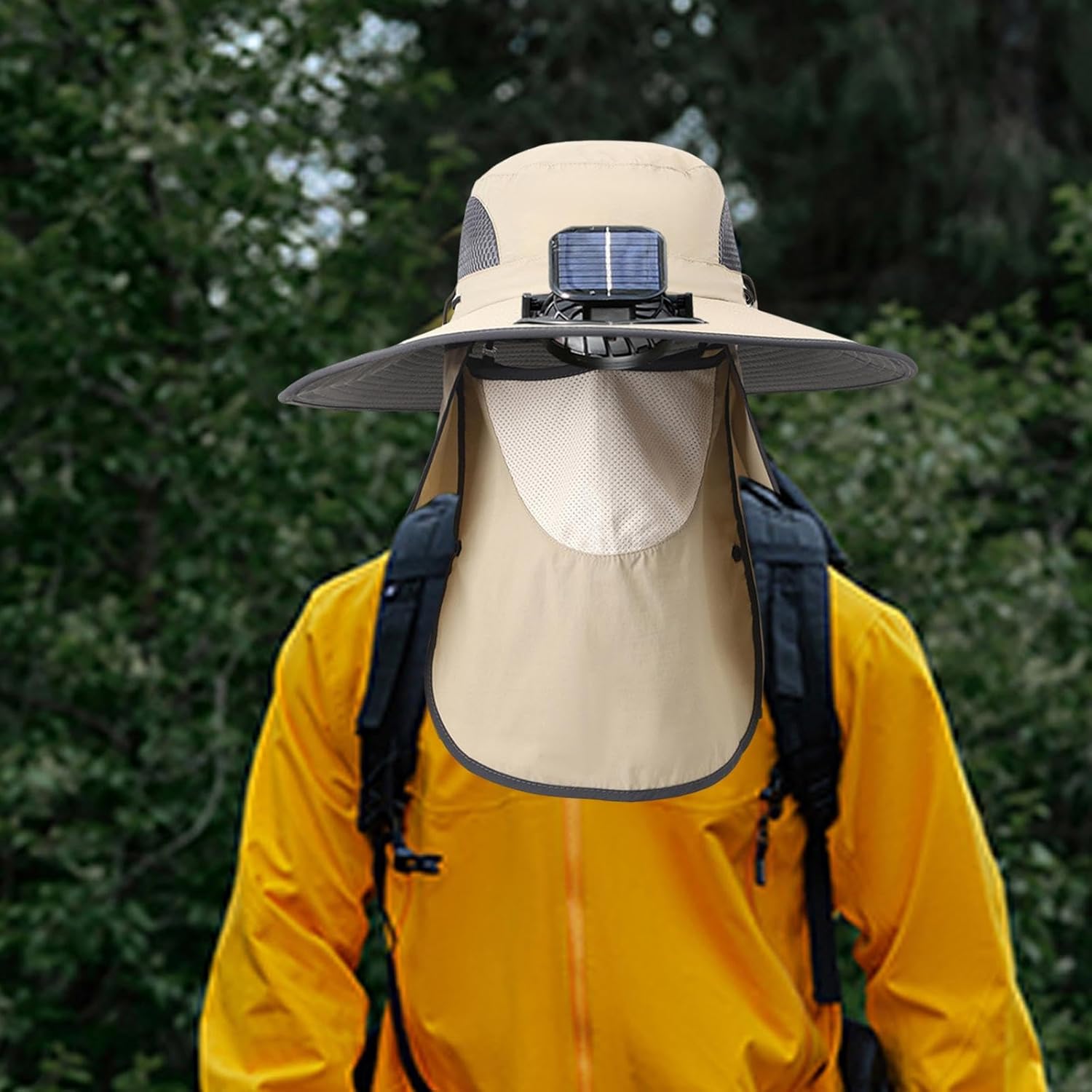 Fan Hat with Neck Cover for Outdoor Activities