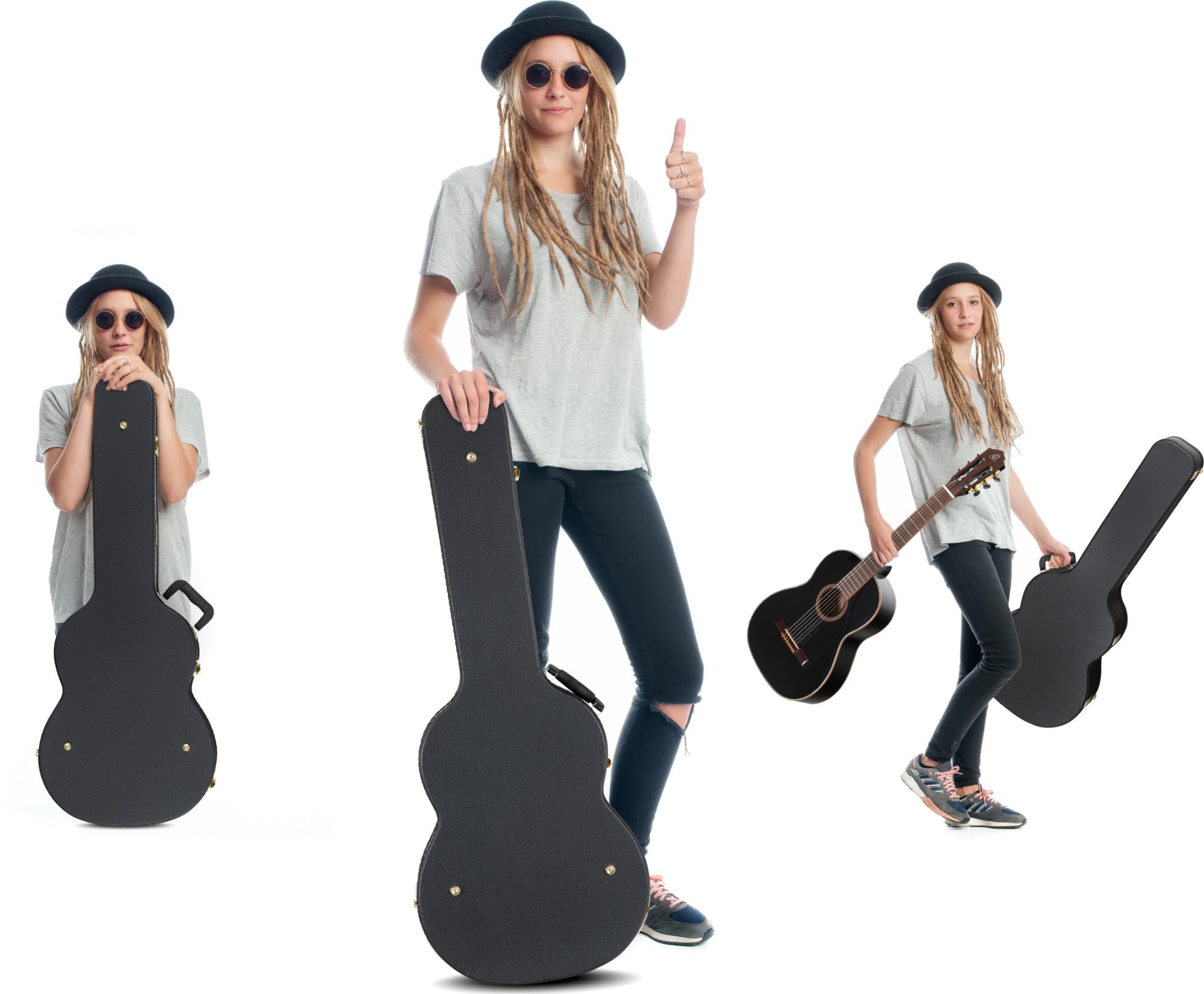ROCKTILE Koffer für Klassik-Gitarre - Robuster Hartschalen-Formkoffer im klassischen Look