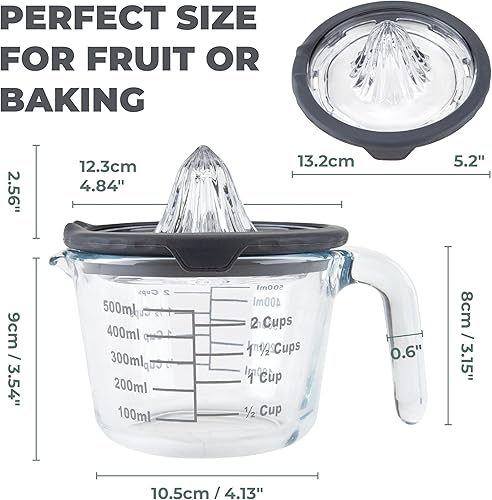 Miniatura 3 de Cartman Exprimidor de naranja y limón cítrico, exprimidor manual gris, escariador de cítricos de vidrio, exprimidor manual de limón y lima,