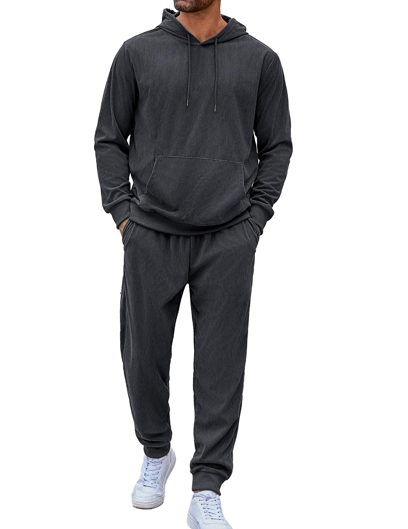 COOFANDY Tuta da uomo, set da 2 pezzi, con cappuccio, per atletica, jogging, abbigliamento sportivo casual