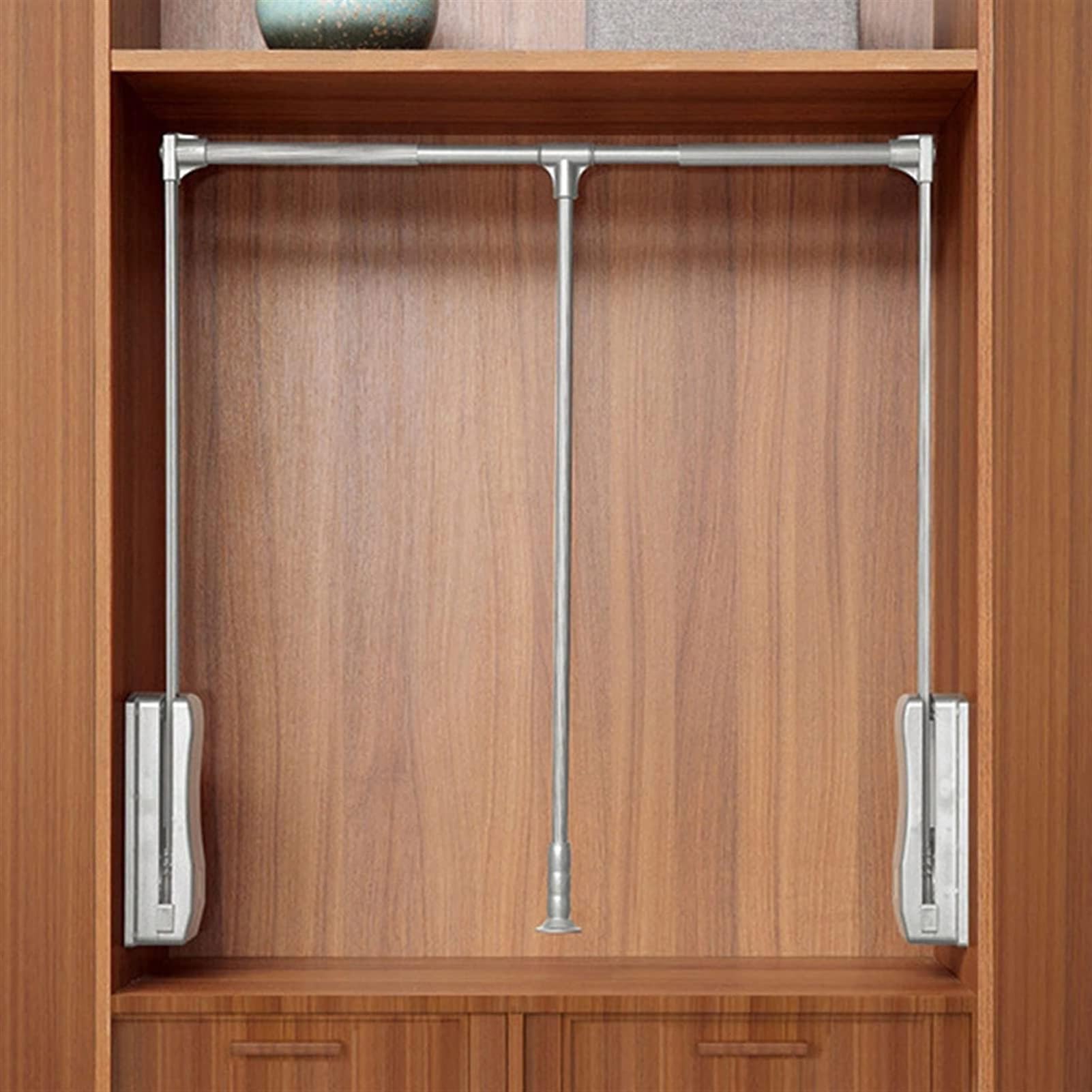 HTTGDGDH Adjustable Pull Down Clothes Hanger Rod - Heavy Duty Aluminum Wardrobe Rail, Retractable 17.7-45.2In Side Mount Closet Organizer For Efficient Space Saving,83-115cm/32.6-45.2in