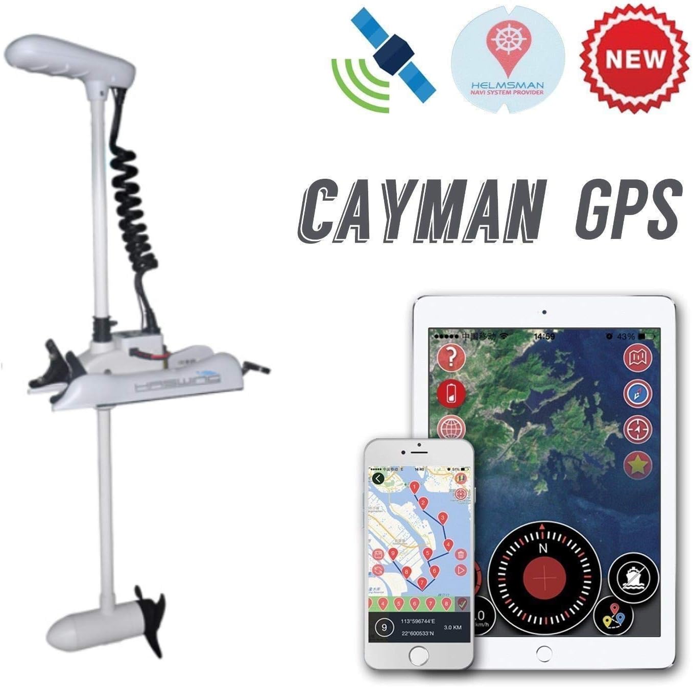 GPS 48" shaft 55lbs TROLLING MOTOR BOW MOUNT Navigation System, Anchor Position, Cruise Control, Variable Speed, Wireless Remote for Bass Fishing Boats Freshwater&Saltwater 50736-120W