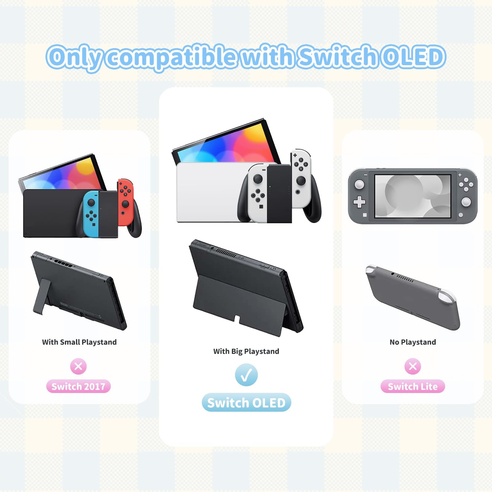 GeekShare Funda Protectora para Switch OLED, Funda Delgada Compatible con Switch OLED Carcasa Protectora de Silicona Suave Separable con 2 Tapas de Agarre para el Pulgar - Mikko Sweet Thoughts