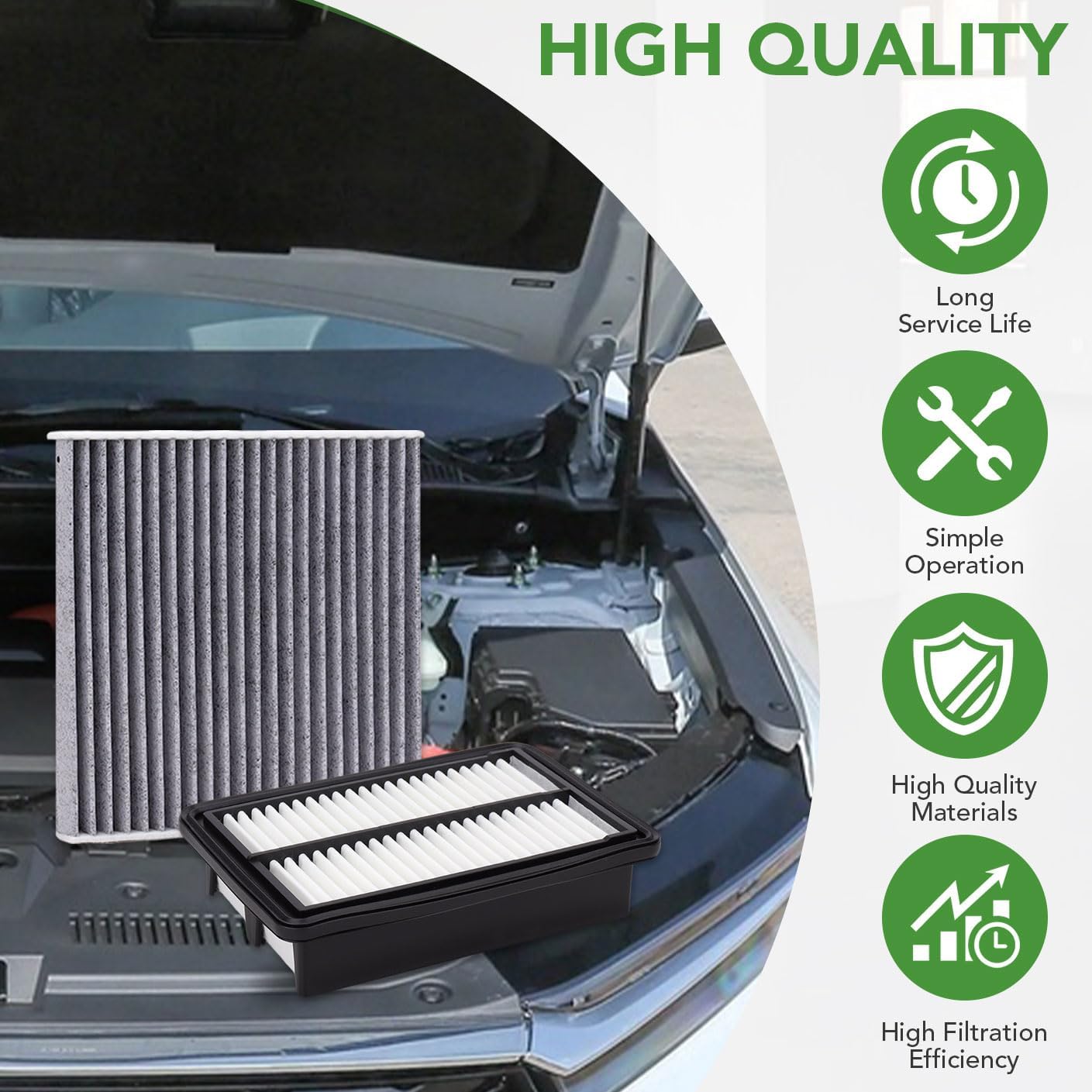 Cabin Engine Air Filter Set Compatible with CRV Hybrid (2023-2025), Accord Hybrid (2023-2025), Civic Hybrid (2025) 2.0L, Replaces 17220-6MA-J01, 80292-TF0-G01
