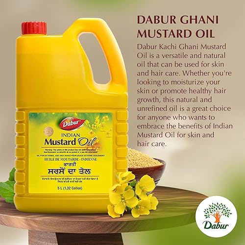 Miniatura 9 de Dabur Aceite de mostaza Kachi Ghani - Aceite de grado terapéutico sin refinar de semillas de mostaza para la piel, el cuidado del cabello y el