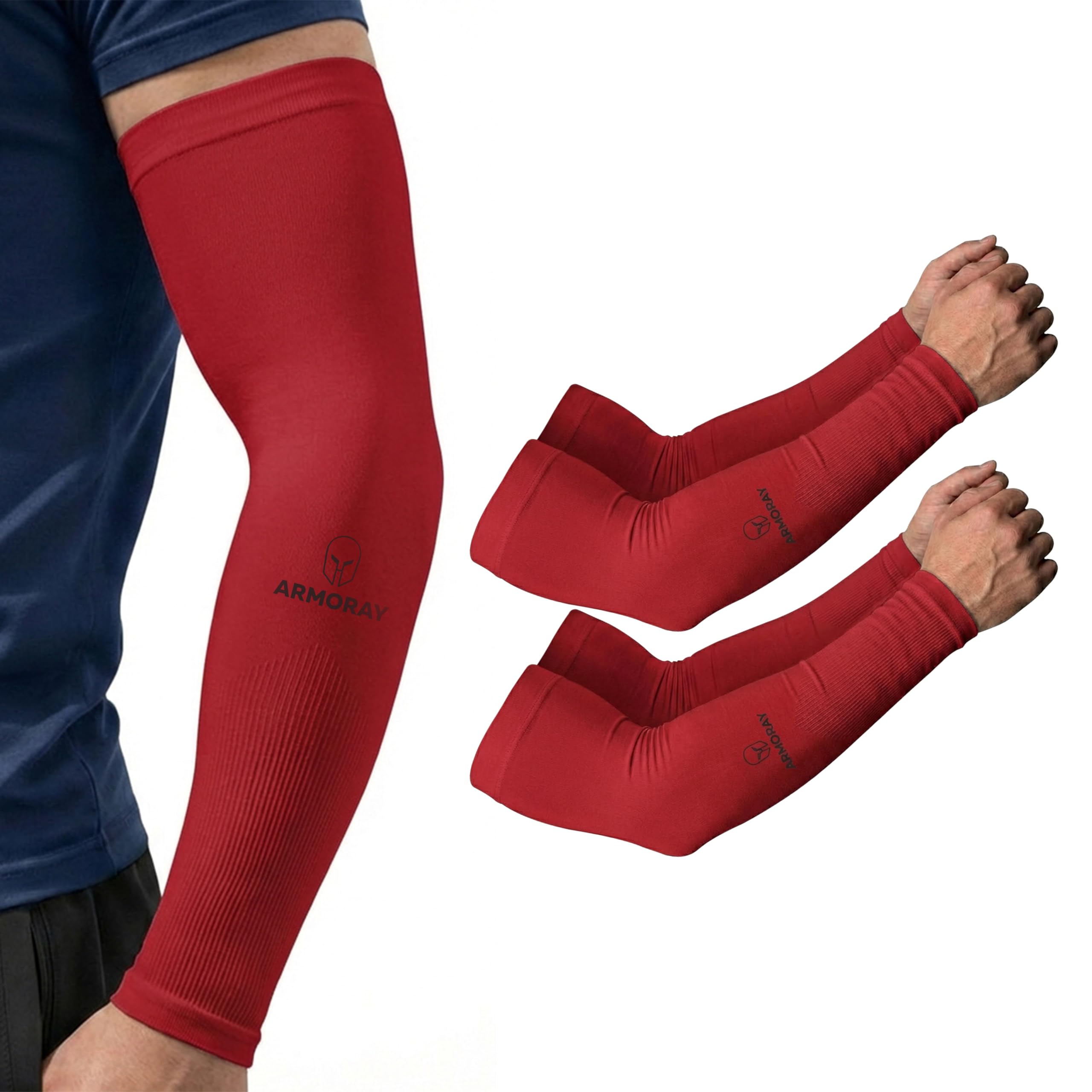 ARMORAY Arm Sleeves for Men and Women - UV Sun Protection Cooling Compression - Tattoo Cover Up Sleeve for Daily Wear &amp; Work