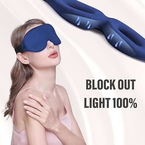 Miniatura 3 de YIVIEW Sleep Mask for Side Sleeper, Complete Light Blocking 3D Pink Sleeping Eye Mask, Soft Breathable Eye Cover for Women Men, Relaxing Zero Azul