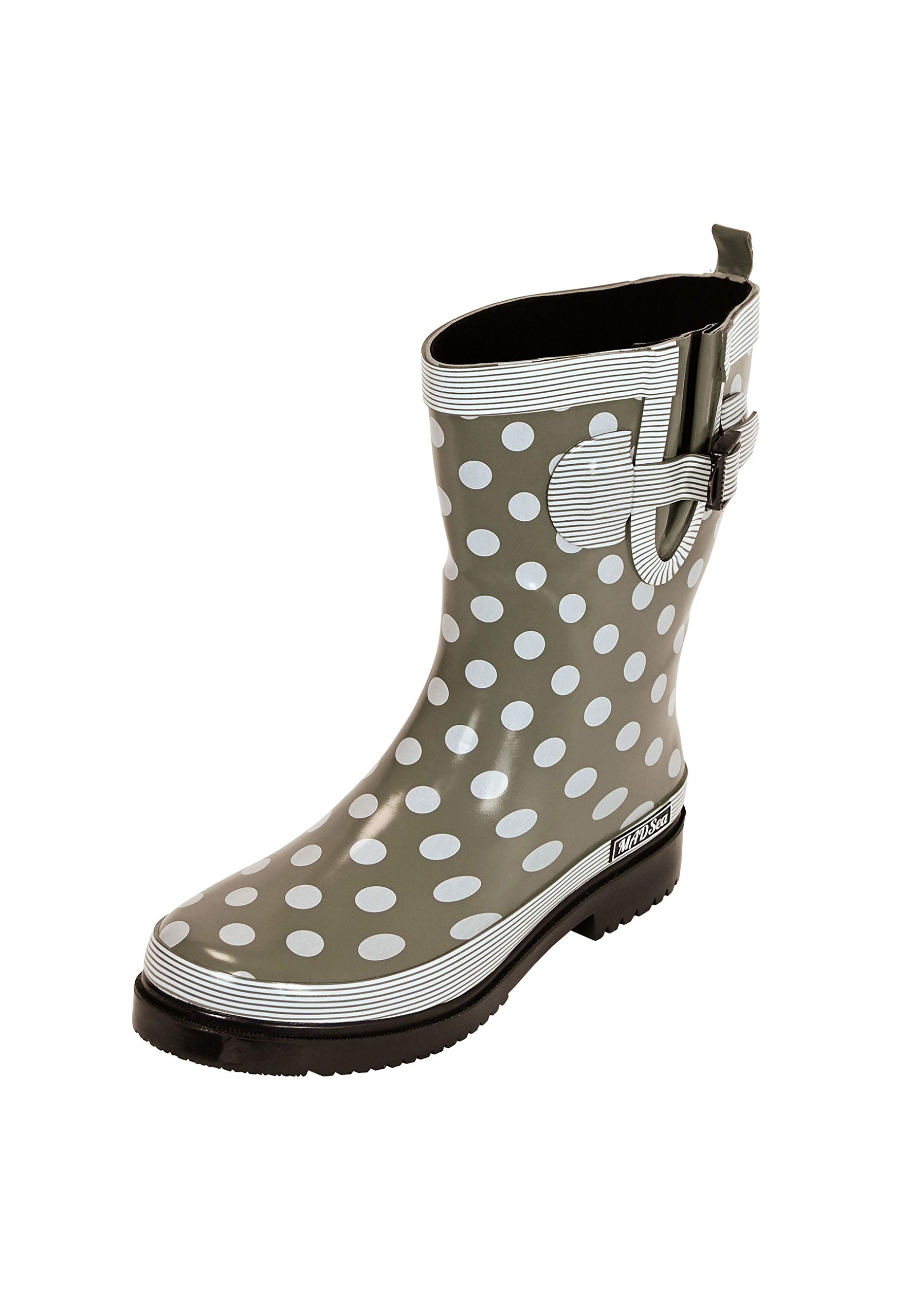 MADSea Damen Gummistiefel Ocean Oliv Punkte Halbschaft