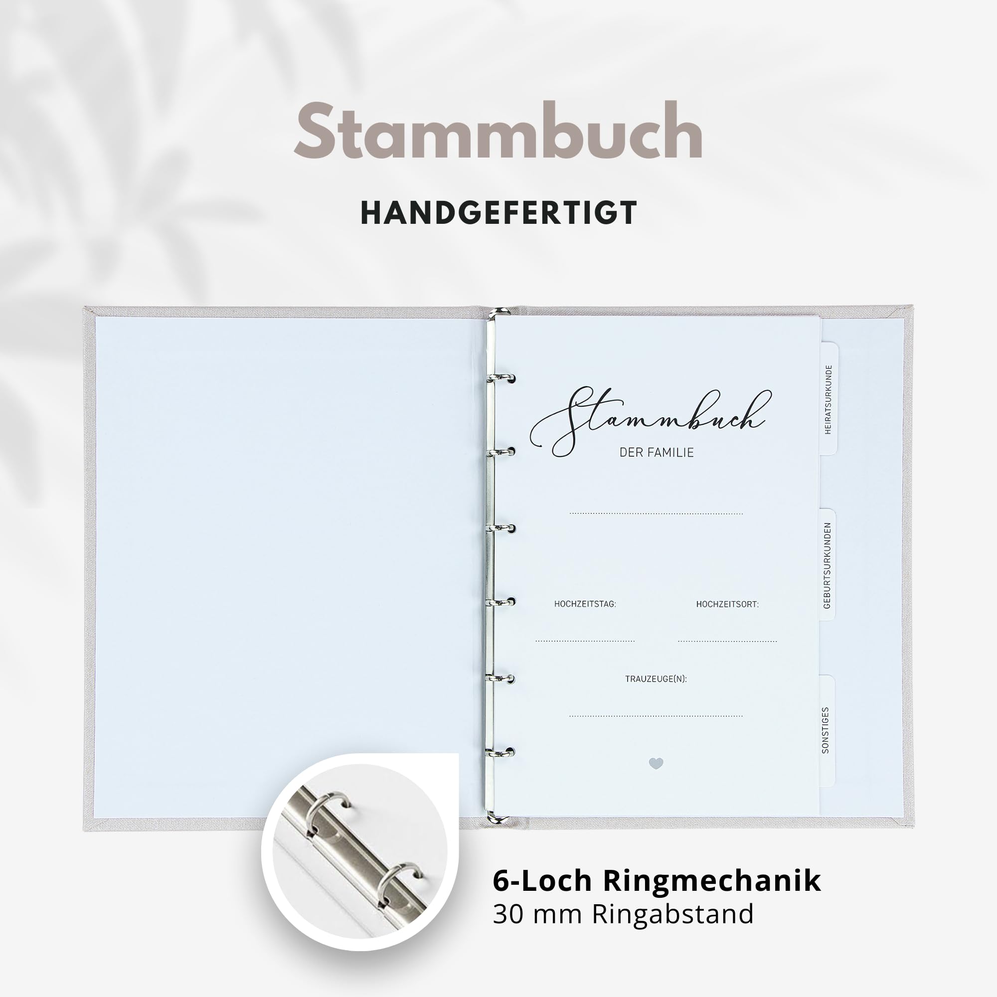 Stammbuch Hochzeit Stammbuch der Familie - Familienstammbuch Hochzeit Standesamt, Familienbuch - Deluxe Serie - Hardcover (Beige/Roségold) (16x21cm)