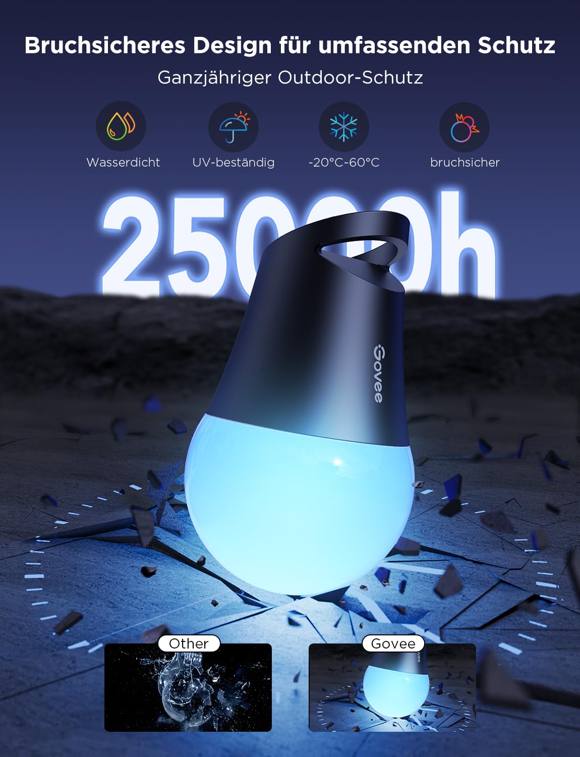 Govee LED Lichterkette Außen 2, 30M Dimmbare RGBICW Outdoor Lichterkette | IP65, 100lm pro Licht, 47 Szenenmodi und 16 Millionen Farben, Intelligente App und Sprachsteuerung, Lebensdauer 25000 Stunden