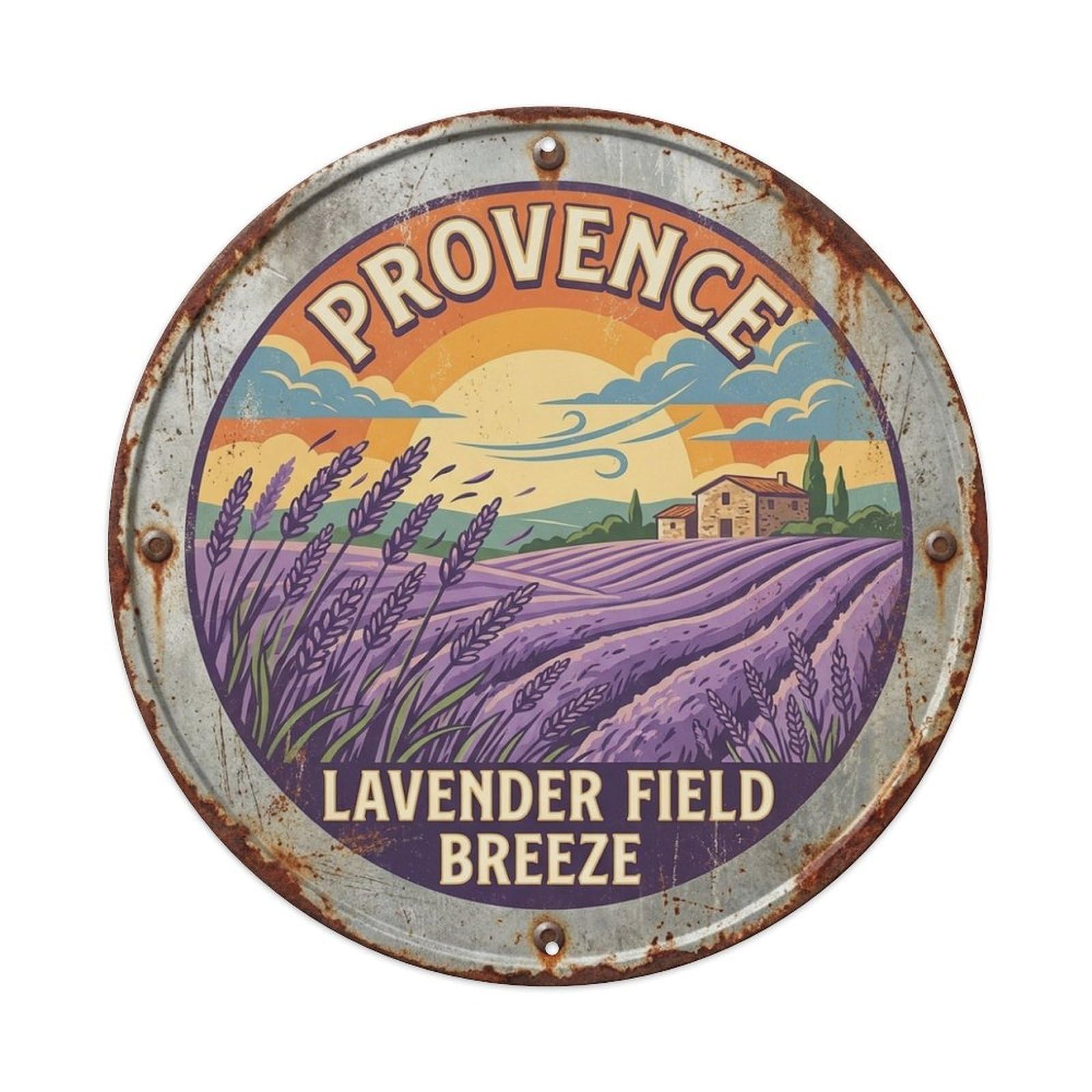 Country Travel Lavender Field Breeze France Provence Metal Tin Sign