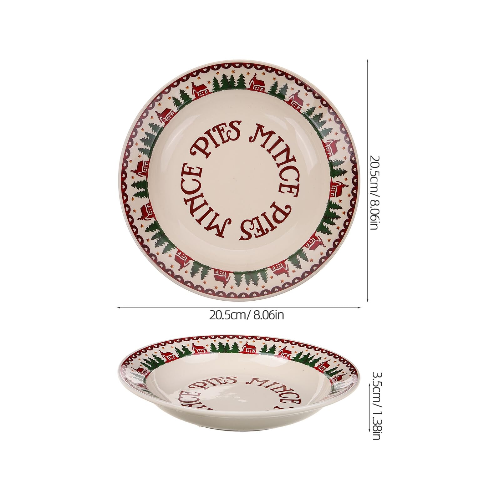 TOYANDONA Vajilla Navideña Plato de Cena Festivo Plato de Cerámica Navideño para Servir Comida Aperitivos Navideños