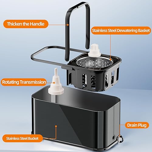 Miniatura 3 de Trapeador giratorio de acero inoxidable y cubo con escurridor para el hogar, trapeador de 360 y cubo con agua limpia y sucia separada, mopa de polvo