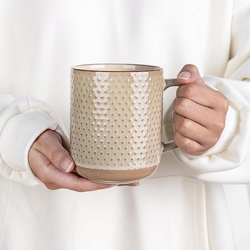 Miniatura 91 de GBHOME Tazas de café apilables de 12 onzas, tazas de café de cerámica con patrones de textura para hombre, mujer, papá, mamá, juego de 4 tazas