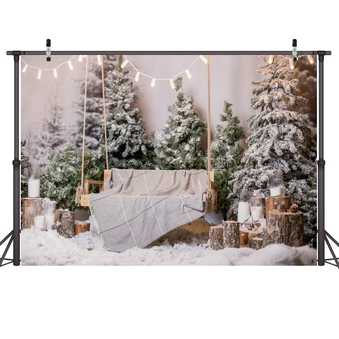 Weihnachts-Fotohintergrund 2,1 X 1,5 M - Wintermotiv Mit Tannenbaum & Schnee, Aus Polyester, Für Studio, Party Oder Zuhause