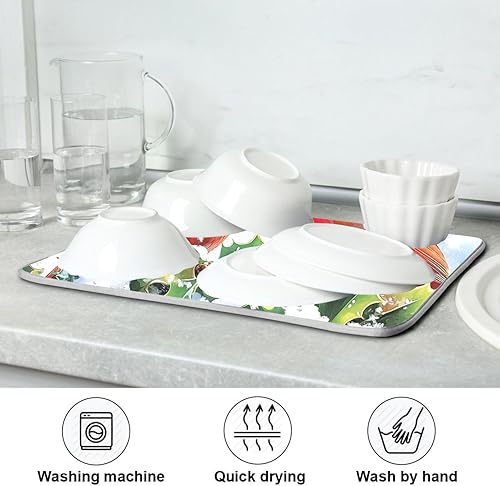 Vista 125 de Tapete de secado de platos de mariposas botánicas para encimera de cocina, almohadilla de secado de microfibra absorbente, grande, 18 x 24 pulgadas