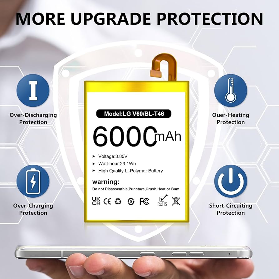Amazon.com: TQTHL for LG V60 ThinQ Battery,[6000mAh ](𝟮𝟬𝟮5