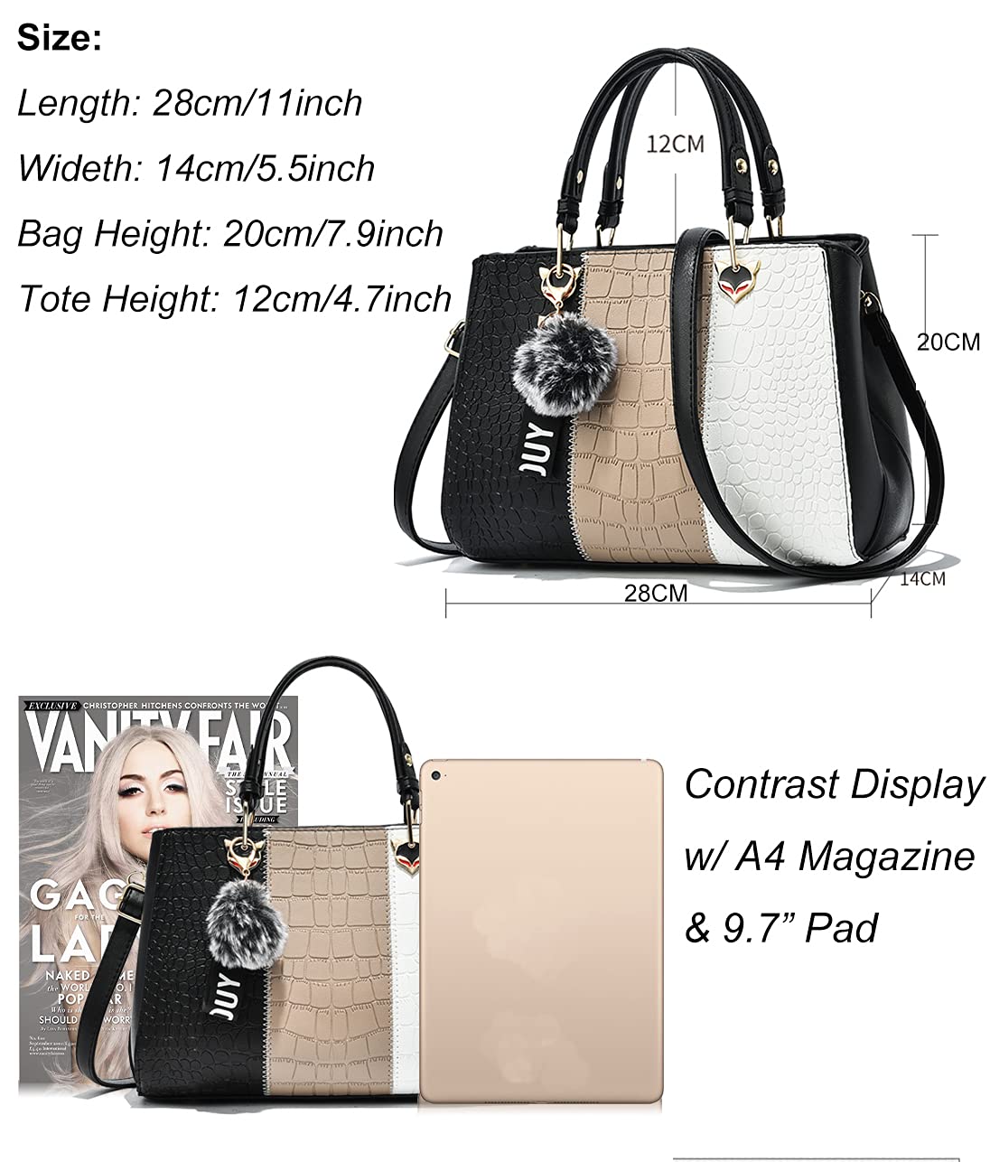 Bolso De Mano para Mujer con Ondas Bolso De Mensajero Elegante para Mujer (Grey)