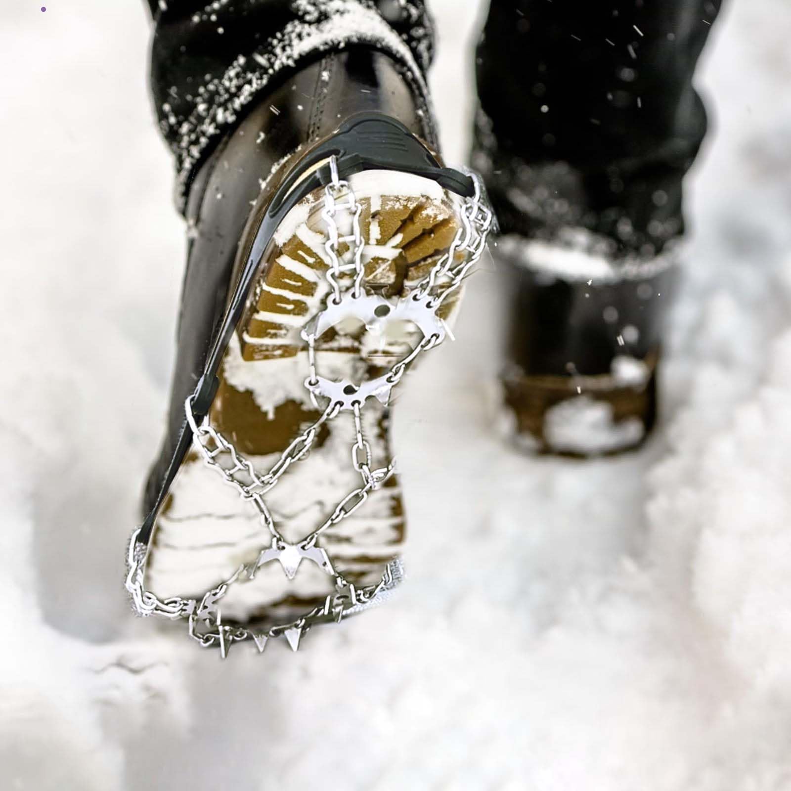 Ice Snow - Ramponi antiscivolo a 19 punte, per scarpe da ghiaccio, per passeggiate invernali all'aperto, alpinismo ed escursionismo