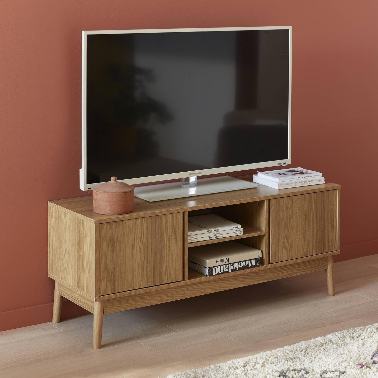 TV Unit Wooden Effect 2 Doors | mango wood, Living Room, Boho Style, Storage Cabinet, Mid-Century Design-image-46