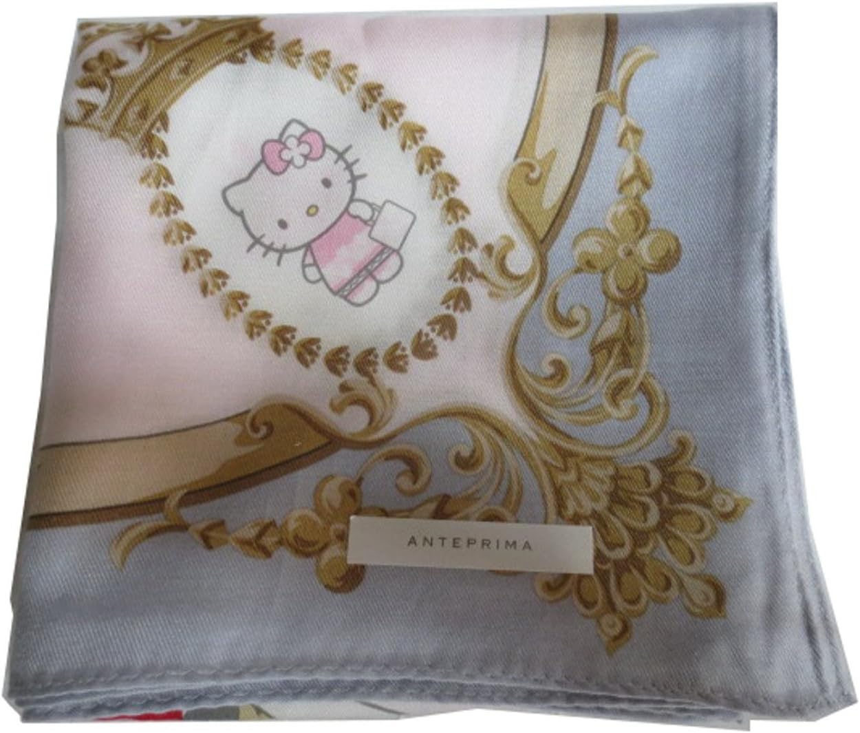 X HelloKitty Womens Mini scarf Handkerchief Silk Cotton Pink Gray