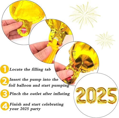 Miniatura 4 de Juego de decoraciones de Feliz Año Nuevo 2025, enormes globos de números de lámina dorada 2025, pancarta de feliz año nuevo, globos de látex negros