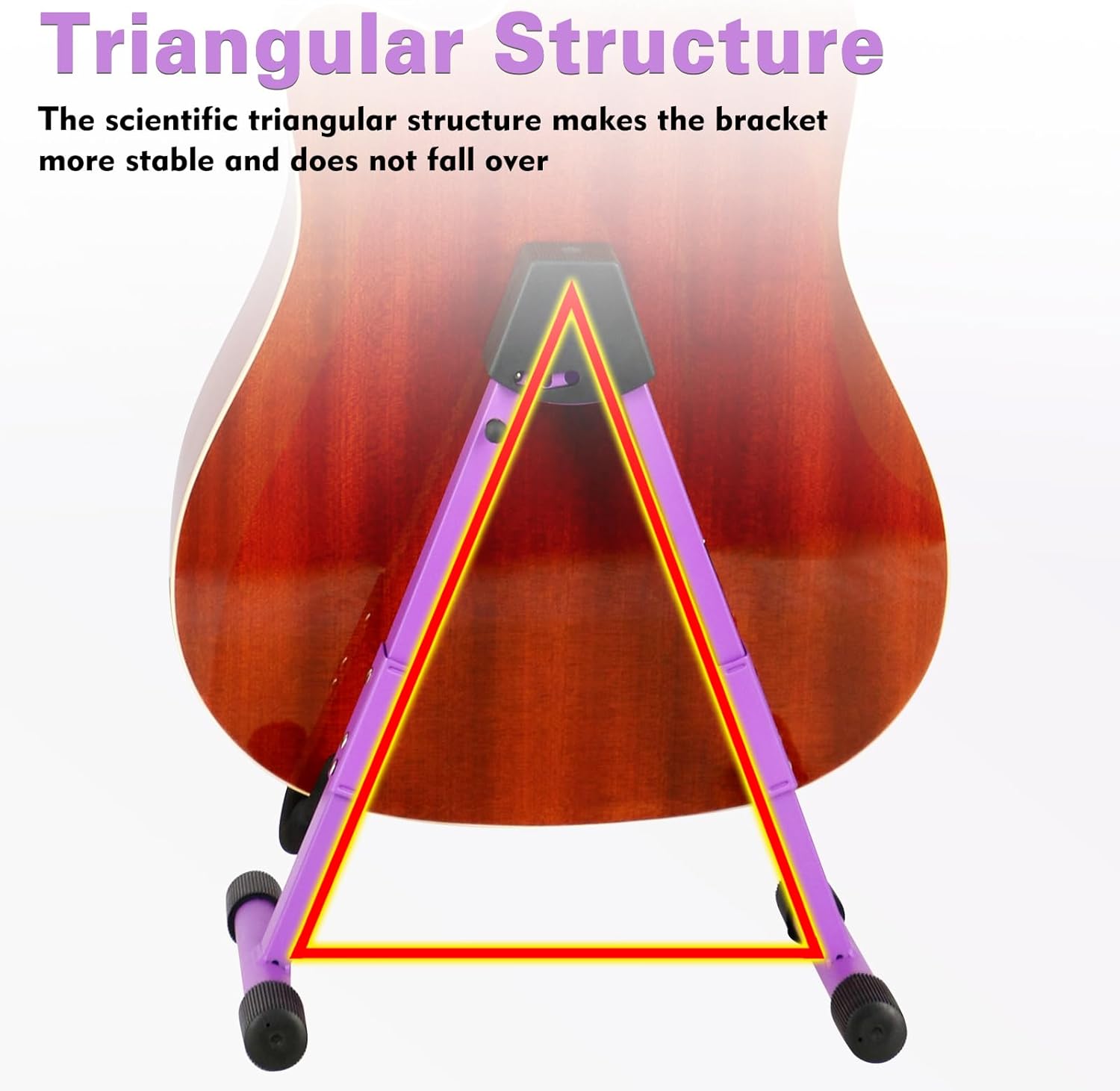 Foldable Guitar Stand Folding A-Frame metal Acoustic Guitars Stand Adjustable Bass stand with Padded Classical ukulele stand floor Portable Guitar ukulele bass banjo Mandolin stand (Purple)