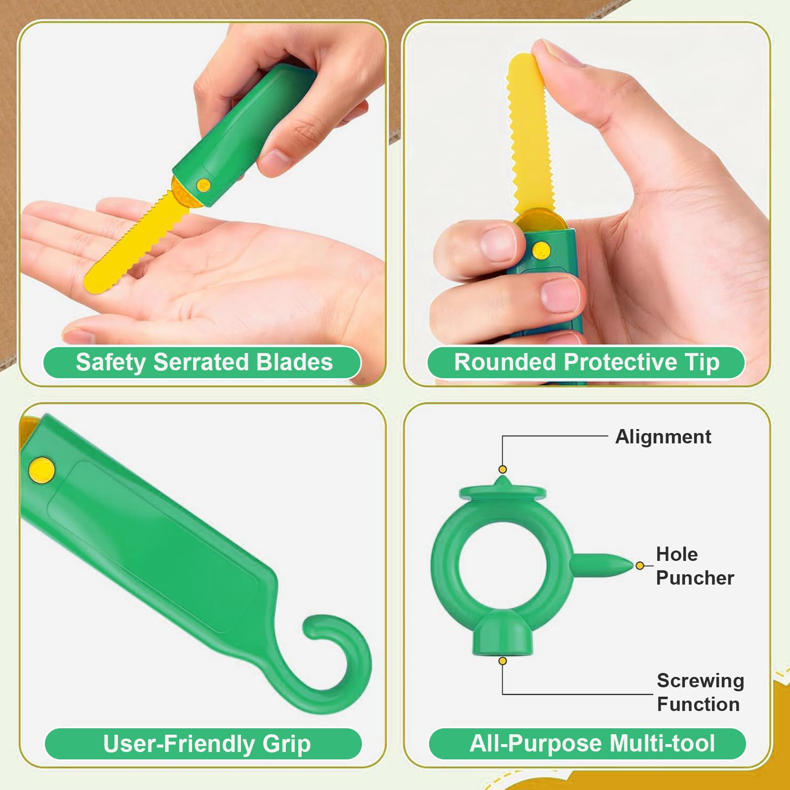 Kit di Costruzione in Cartone per Bambini, Utensili Sicuri per Taglio Cartone, Gioco Creativo Educativo STEM, per DIY in Famiglia, Scuola, attività Creative