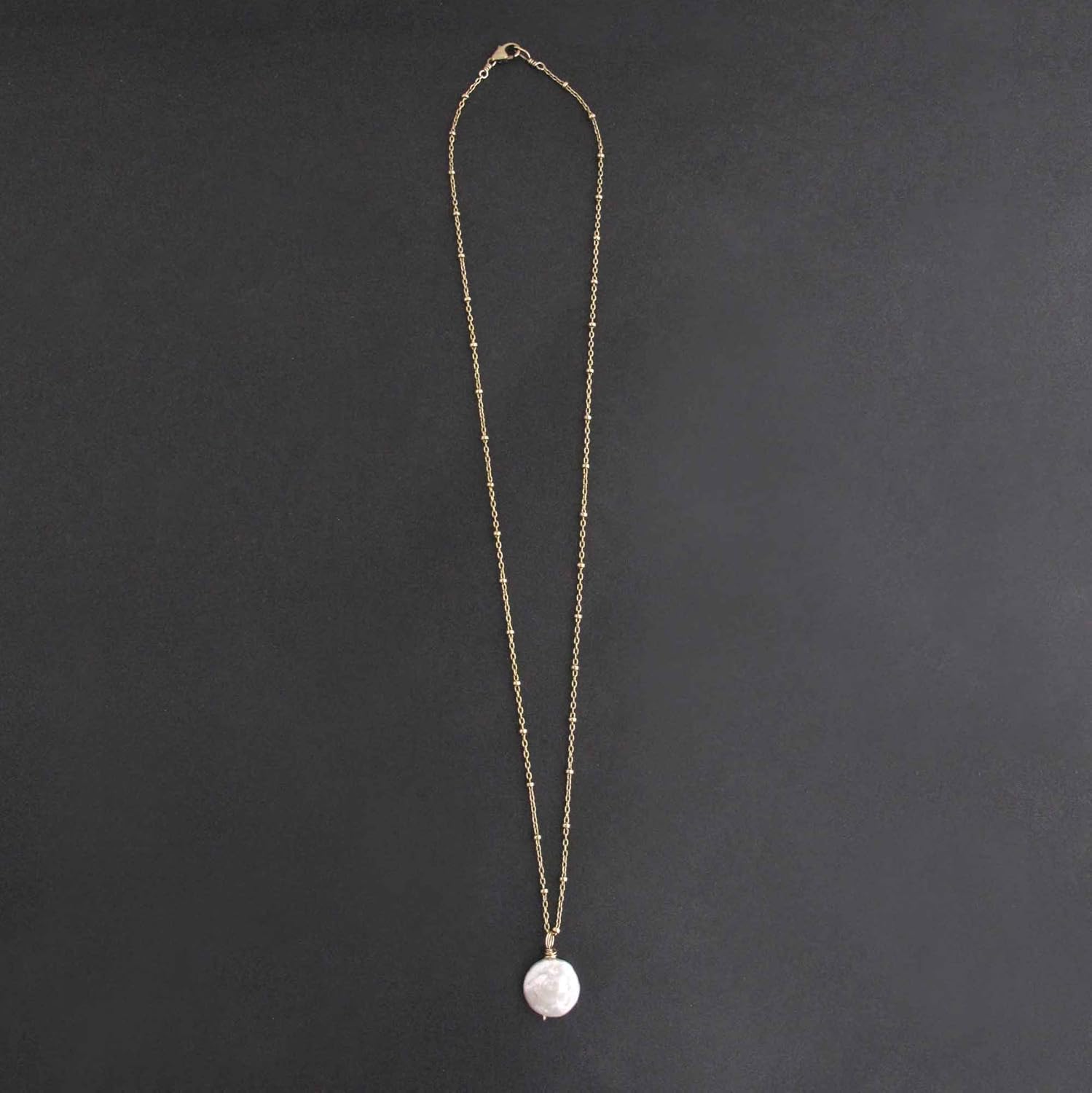 Cultured Coin Pearl Pendant Necklace June Birthstone Gift 14k Gold Filled 18 inches