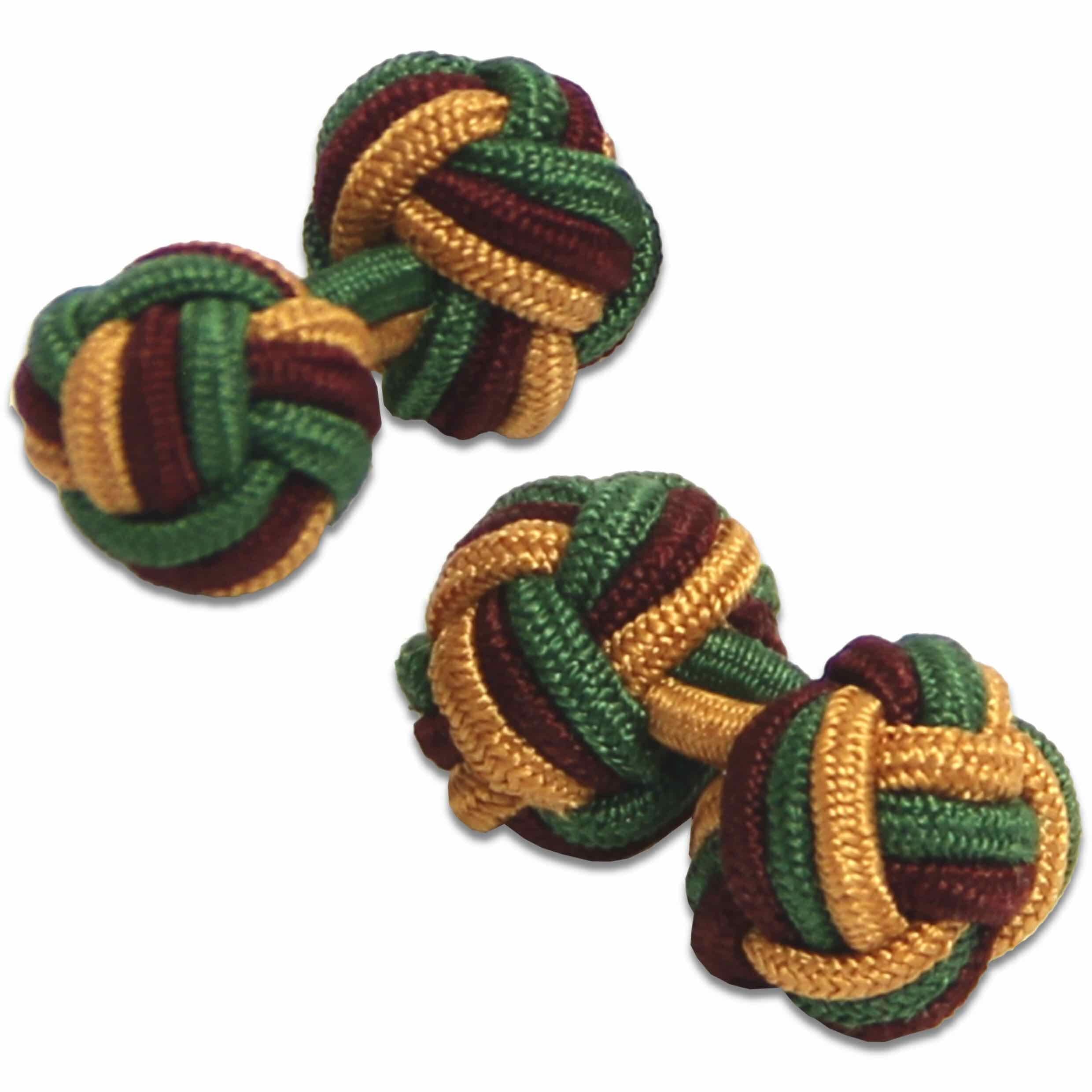 The Regimental Shop Men's Red/Green/Beige, Maroon/Green/Beige Mercian Regit Regital Knot Cufflinks