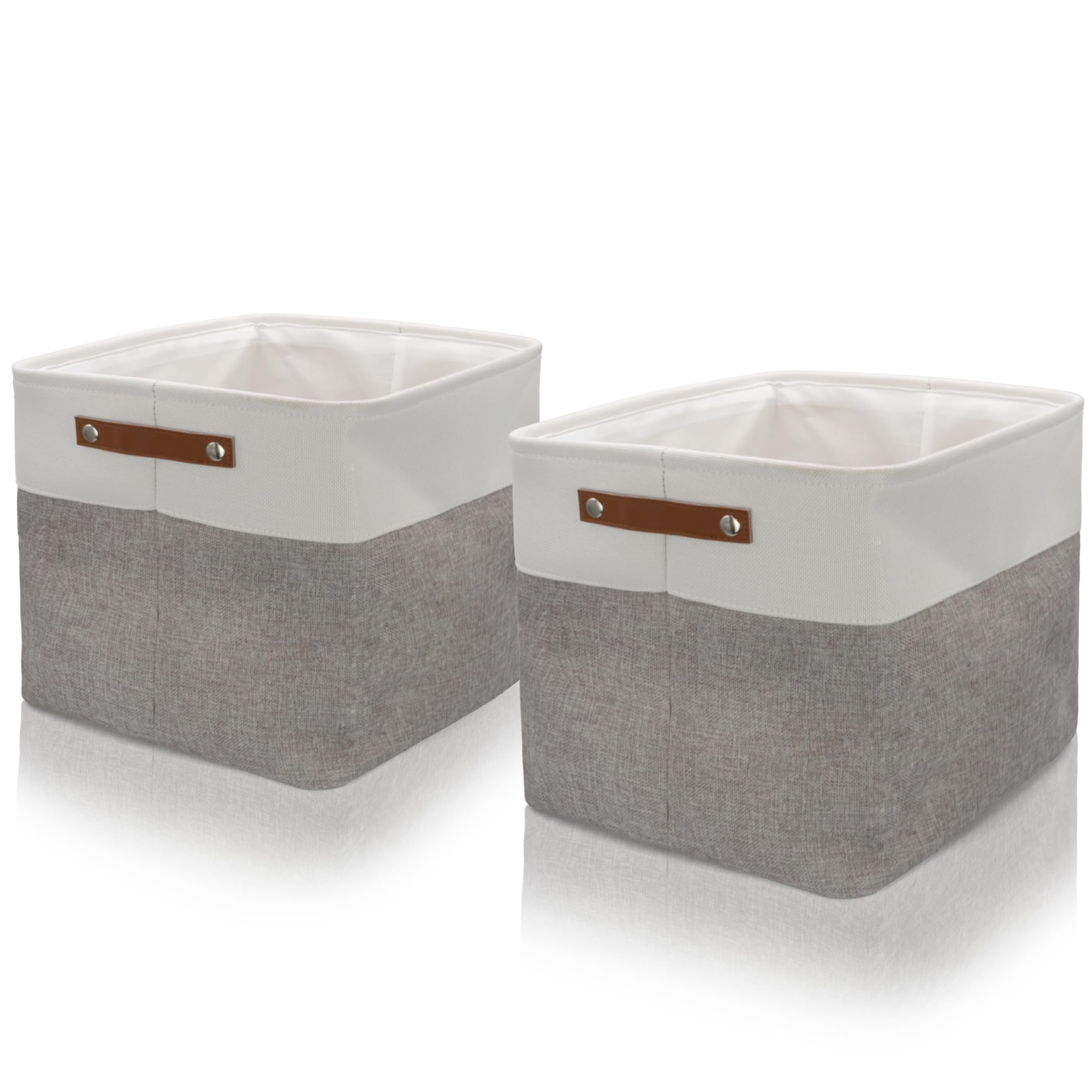 BROOKSTONE, 2 Pack Storage Bins with Handle, Multipurpose Storage Basket for Home Organization, Declutter & Space Saving - Collapsible Storage Cubes
