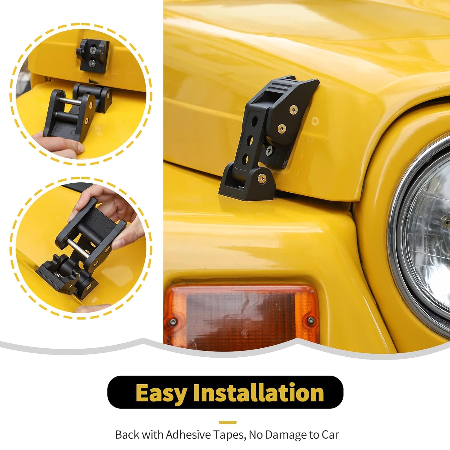 RT-TCZ Aluminum Hood Latches Catch Kit Accessories for Jeep Wrangler TJ 1997-2006 (Black)